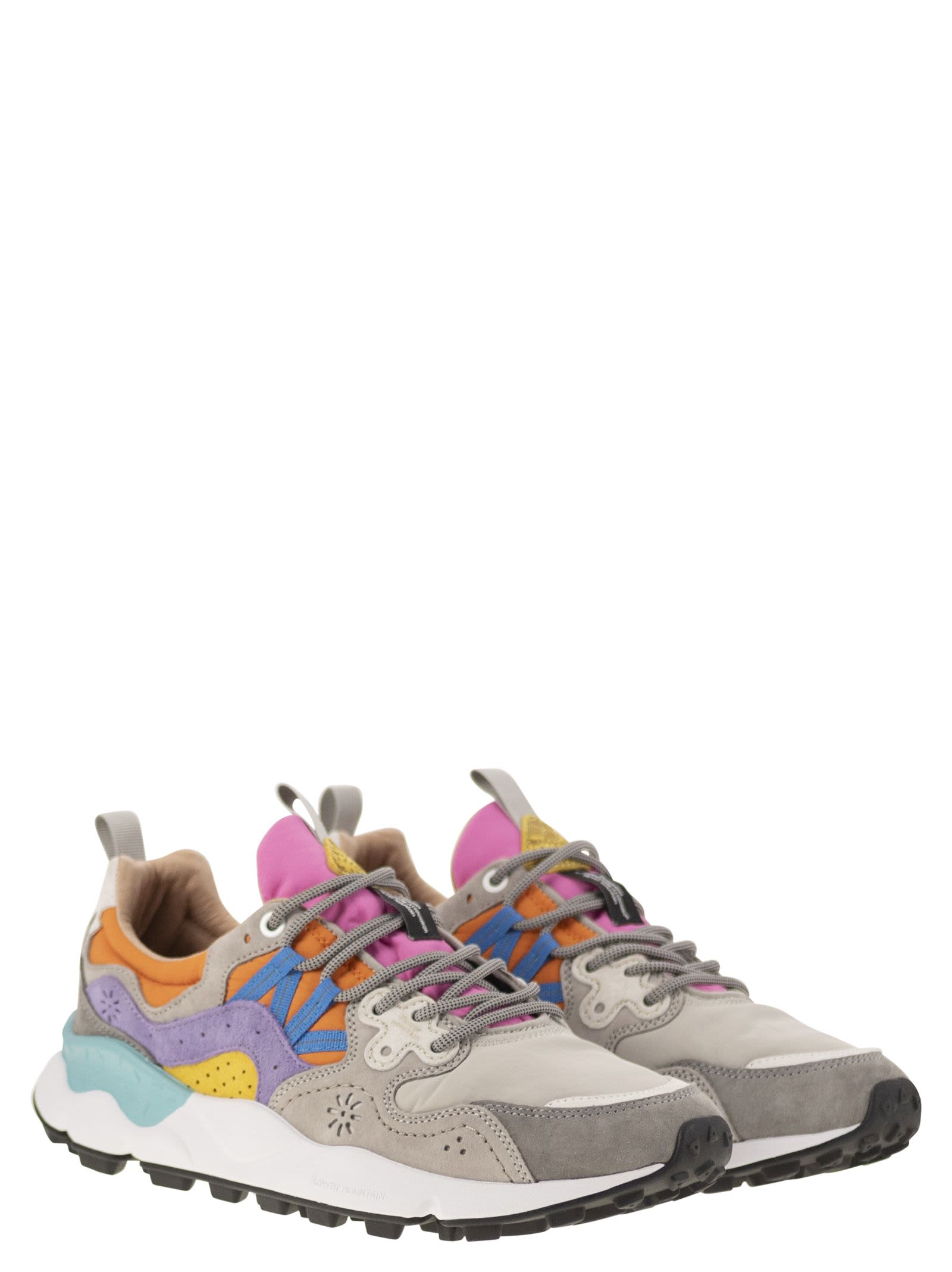 Flower Mountain Yamano 3 - Sneakers In Suede And Technical Fabric In Multi