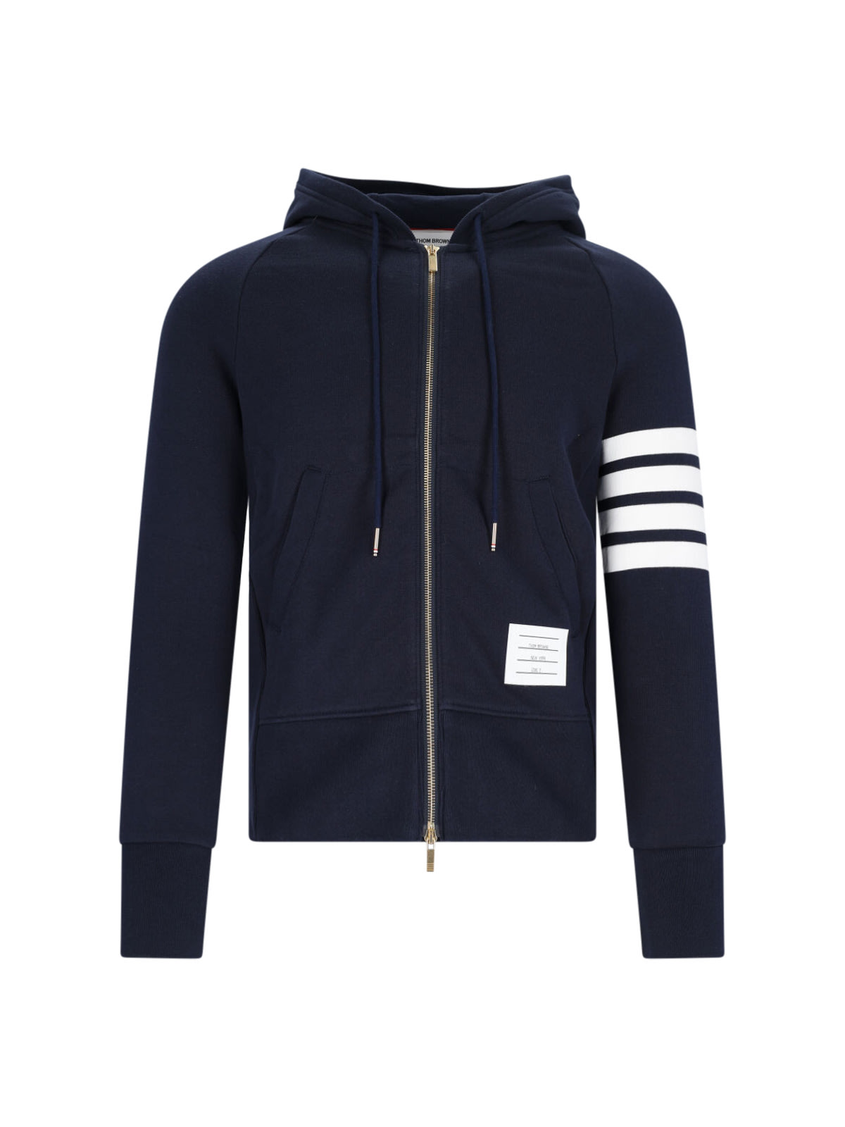 Thom Browne Four-stripe Hoodie Sweatshirt In Blue