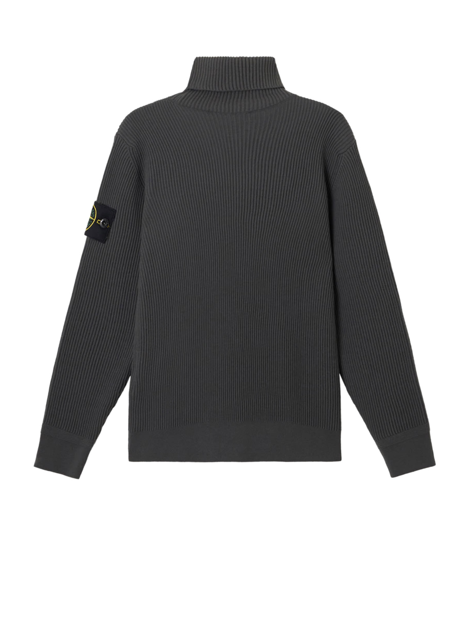 Stone Island Virgin Wool Turtleneck Sweater With Long Sleeves In Gray
