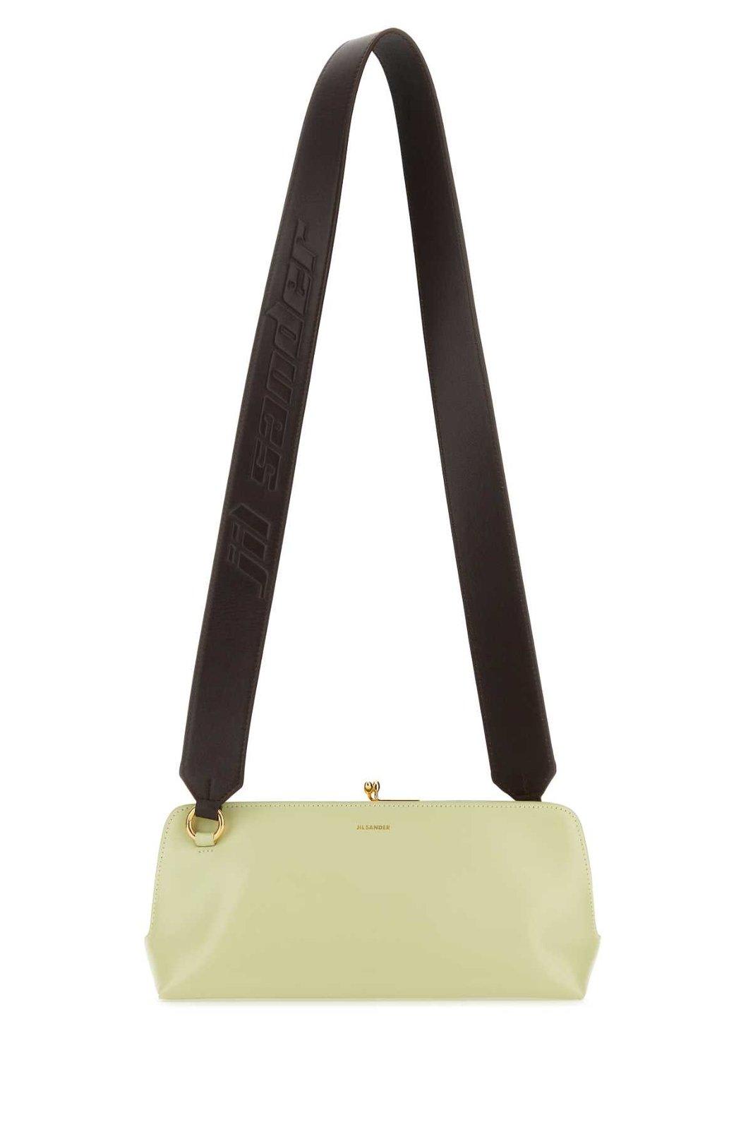 Jil Sander Goji Logo Lettering Shoulder Bag In White
