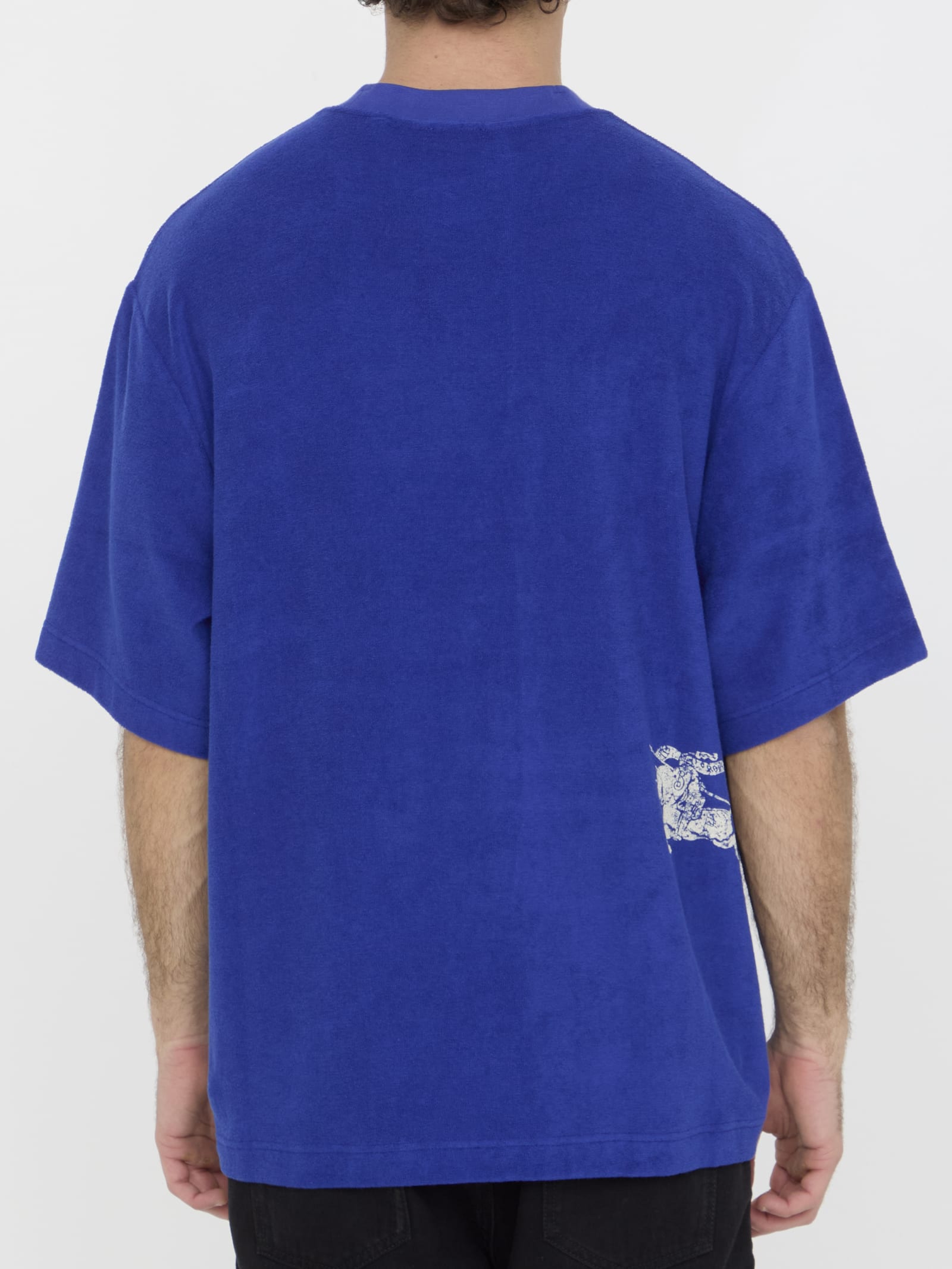 Shop Burberry Cotton Terry T-shirt In Light Blue