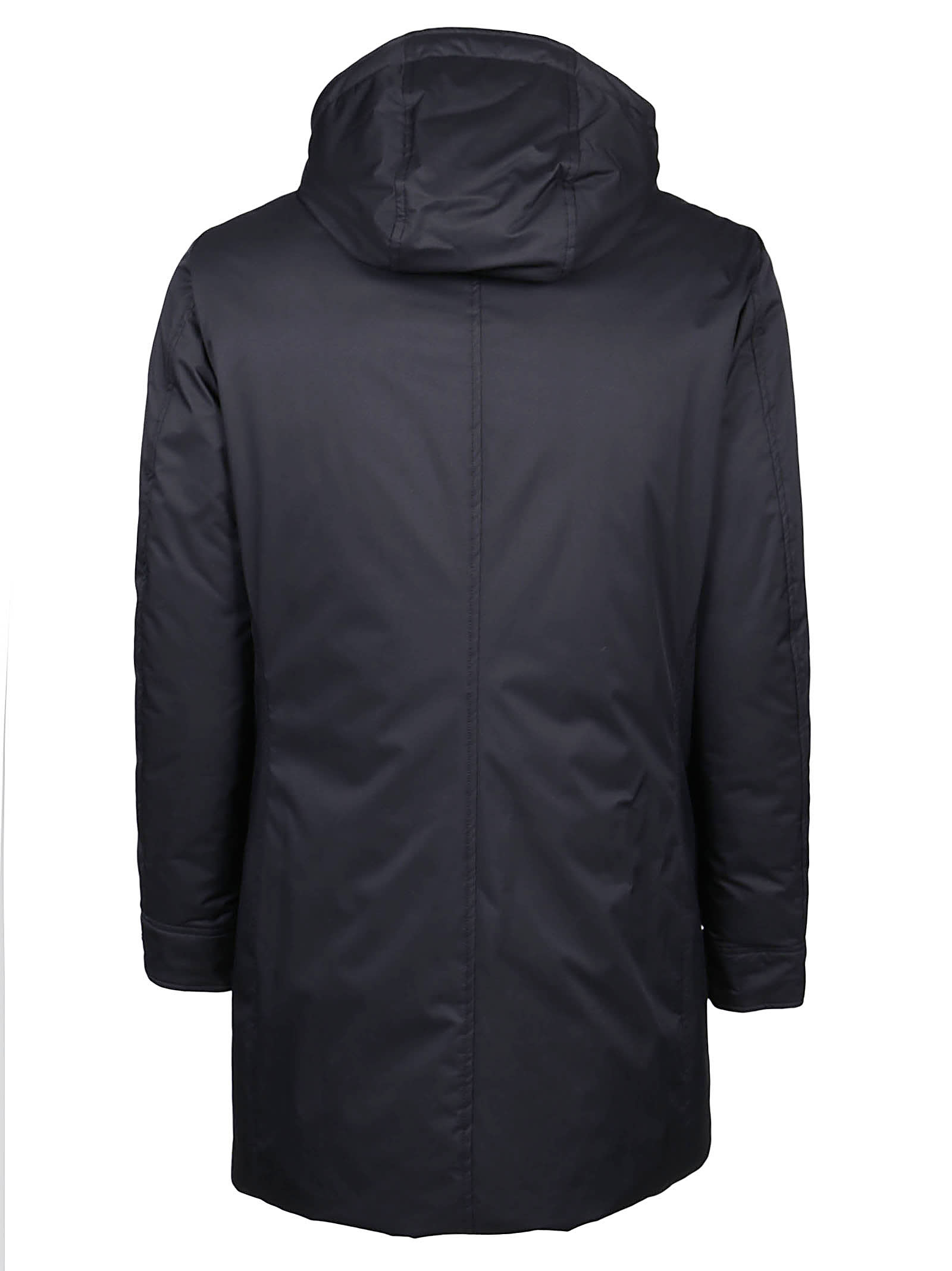 Moorer Smooth Medium Hooded Parka With Adjustable Cuffs In Blue