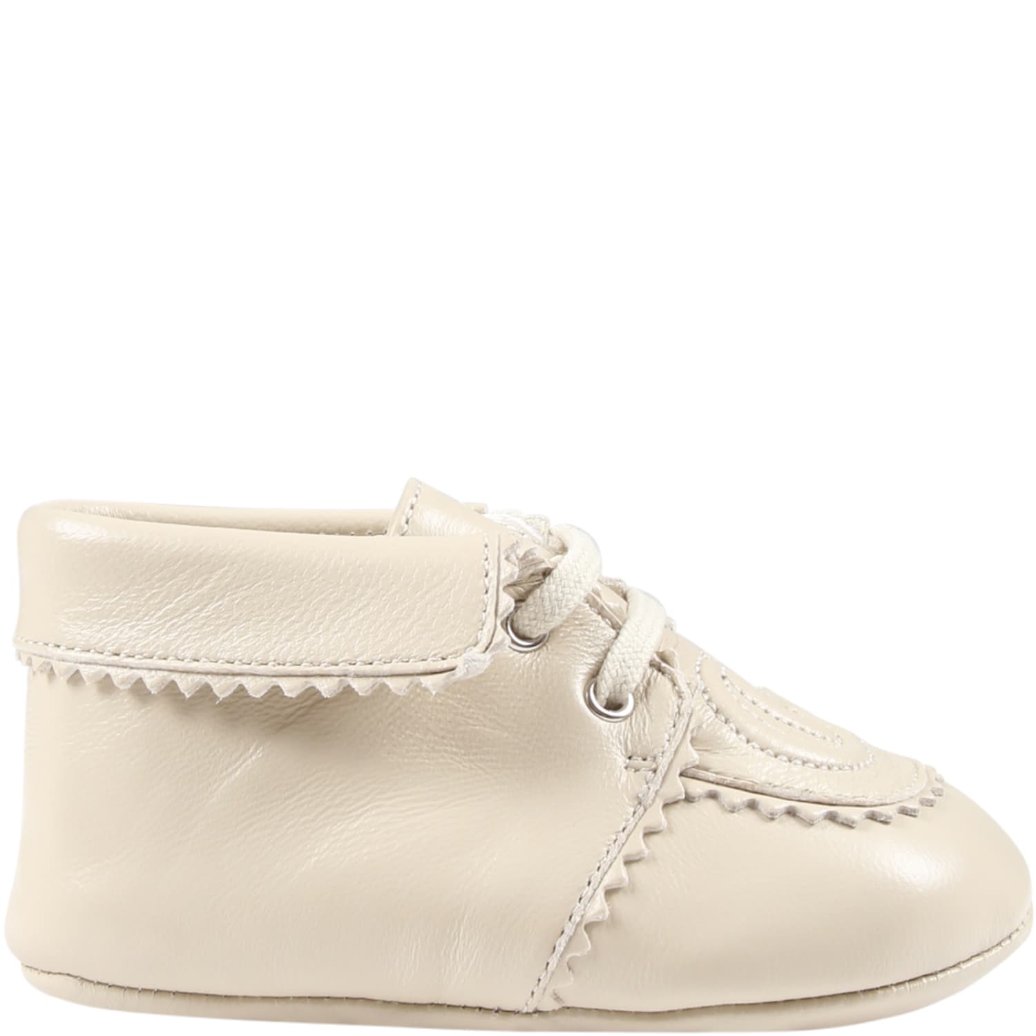 Gucci Ivory Loafers For Baby Boy With Iconic Double G