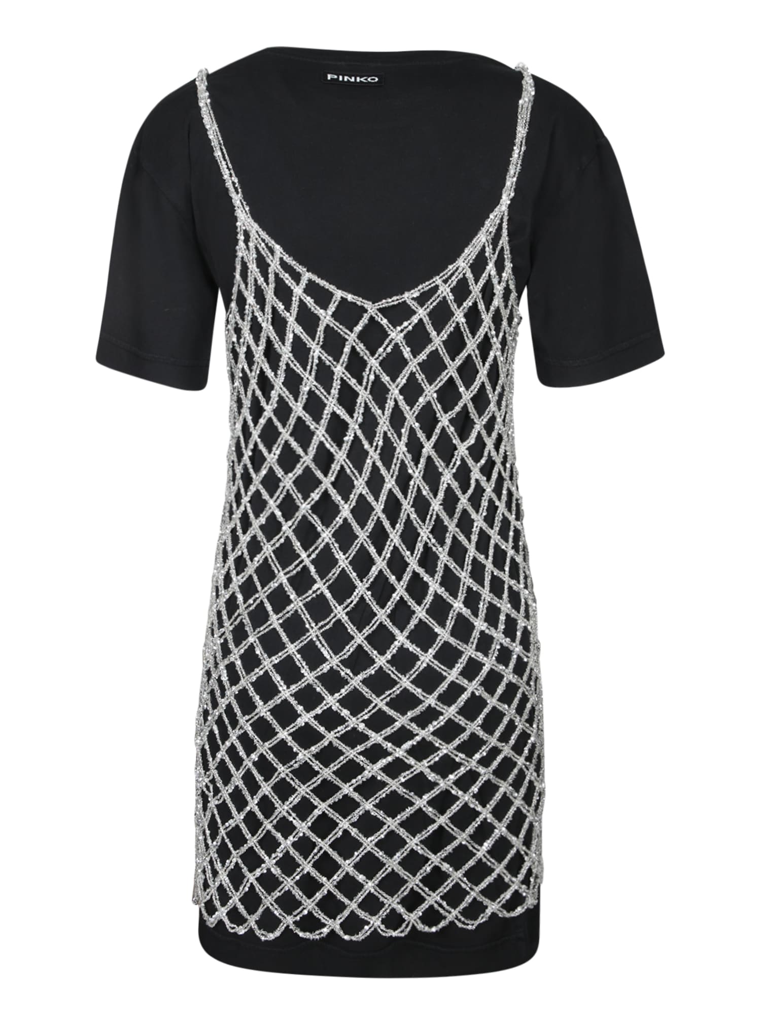 Pinko Black Cotton T-shirt Dress In Black
