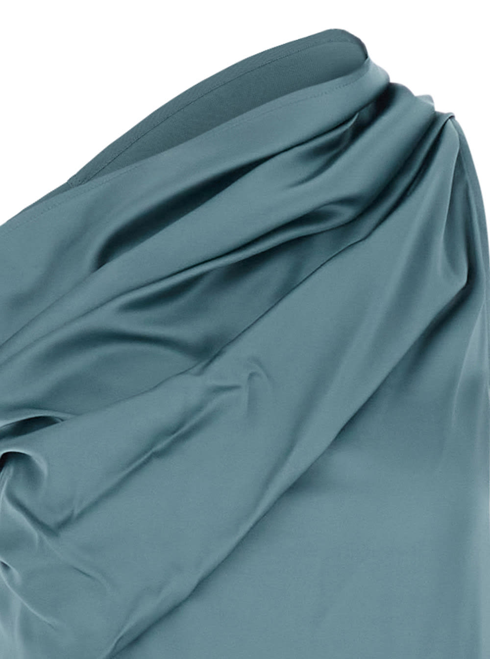 Rick Owens Athena Arrowhead Light Blue Long Dress With One Shoulder Design And Side Slits In Viscose And Acetat In Mouthwash