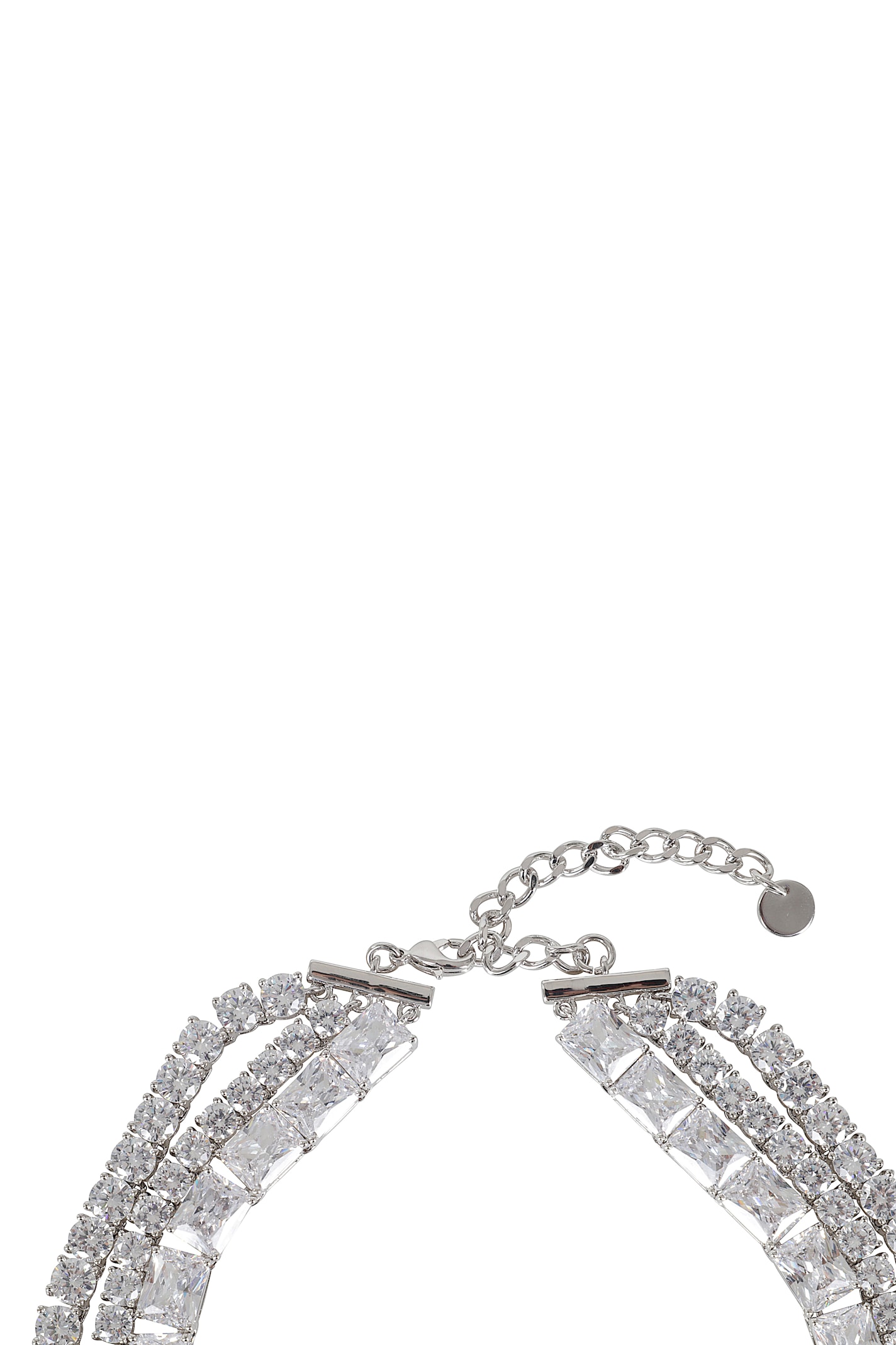 Self-portrait Multi-row Cubic Zirconia Choker In Silver Plated Brass In Metallic