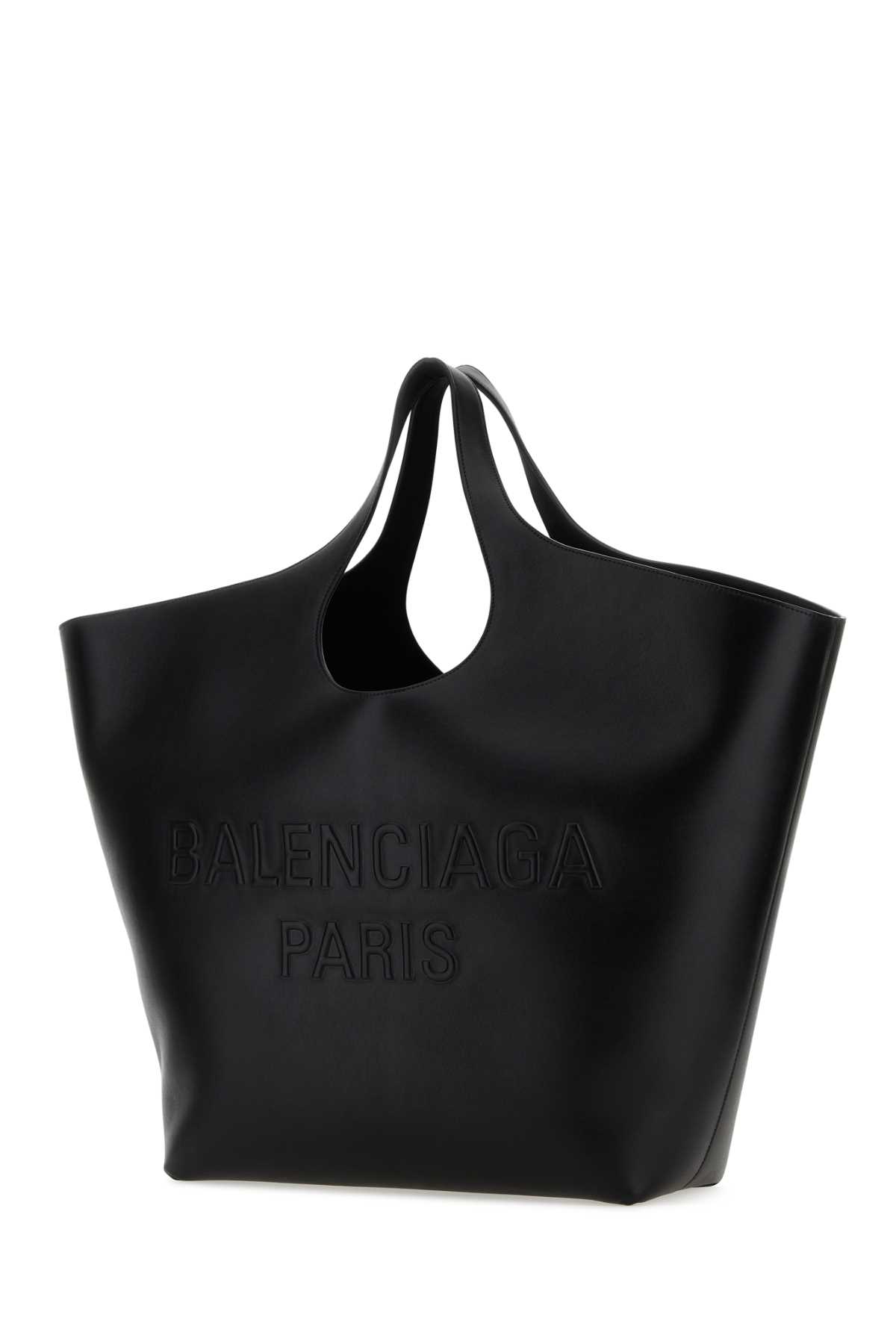 Shop Balenciaga Black Leather Large Mary-kate Shopping Bag In 1000