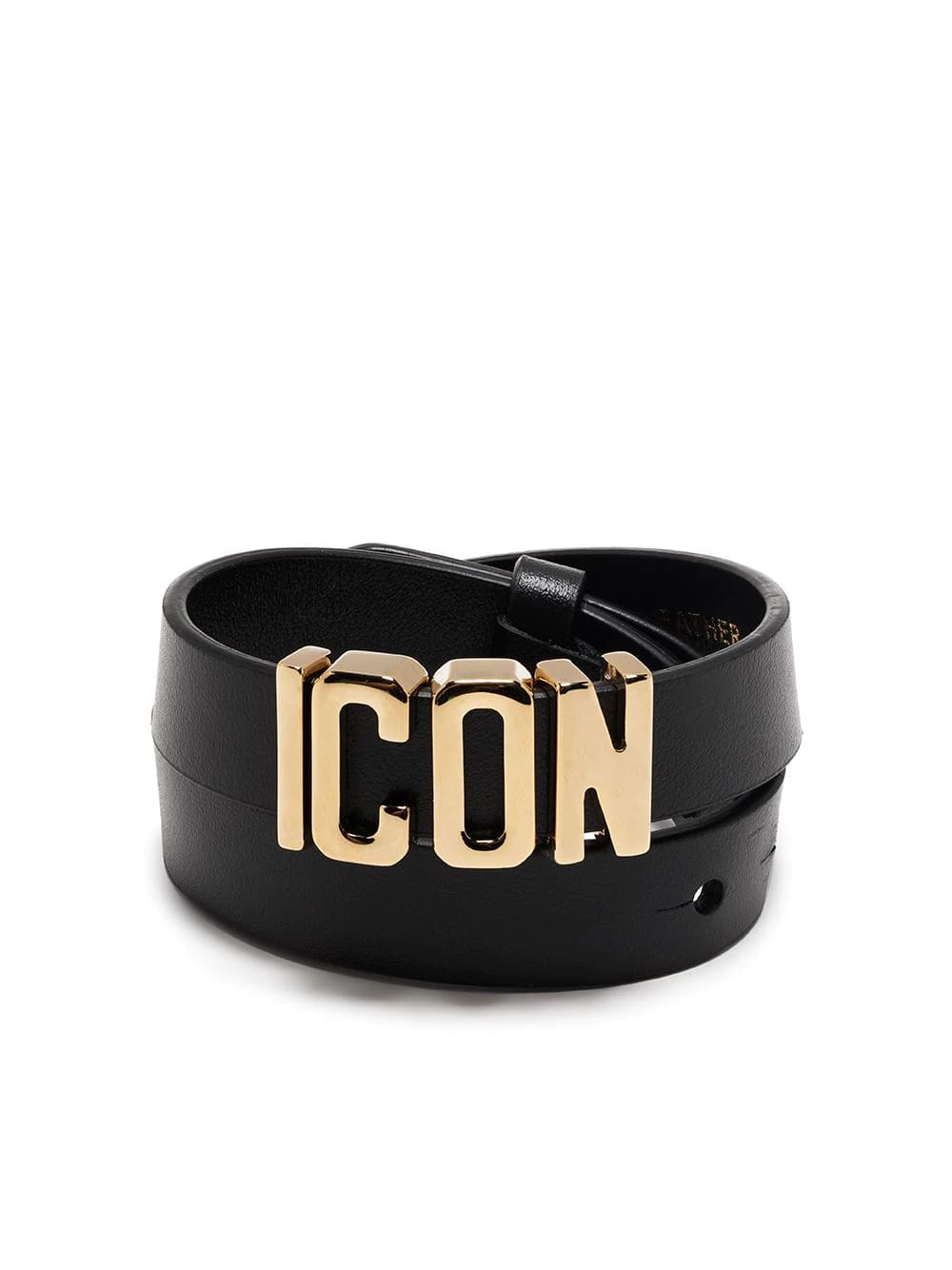 Dsquared2 Woman Black And Gold Icon Leather Bracelet