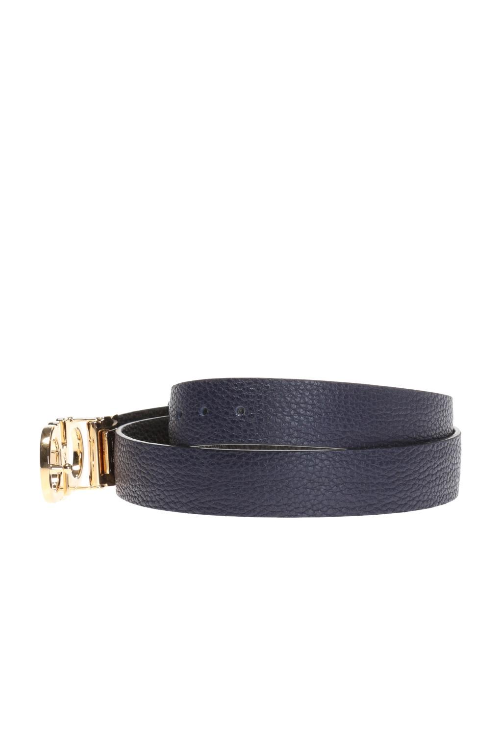 Shop Ferragamo Reversible Belt In Mirto/nero