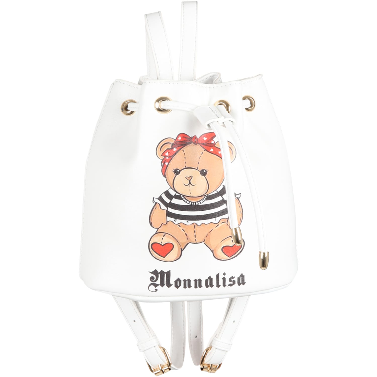 Monnalisa White Backpack For Girl With Bear
