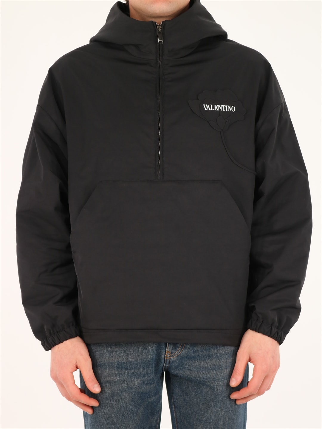 VALENTINO MENS GARDEN NYLON HOODED PEA COAT