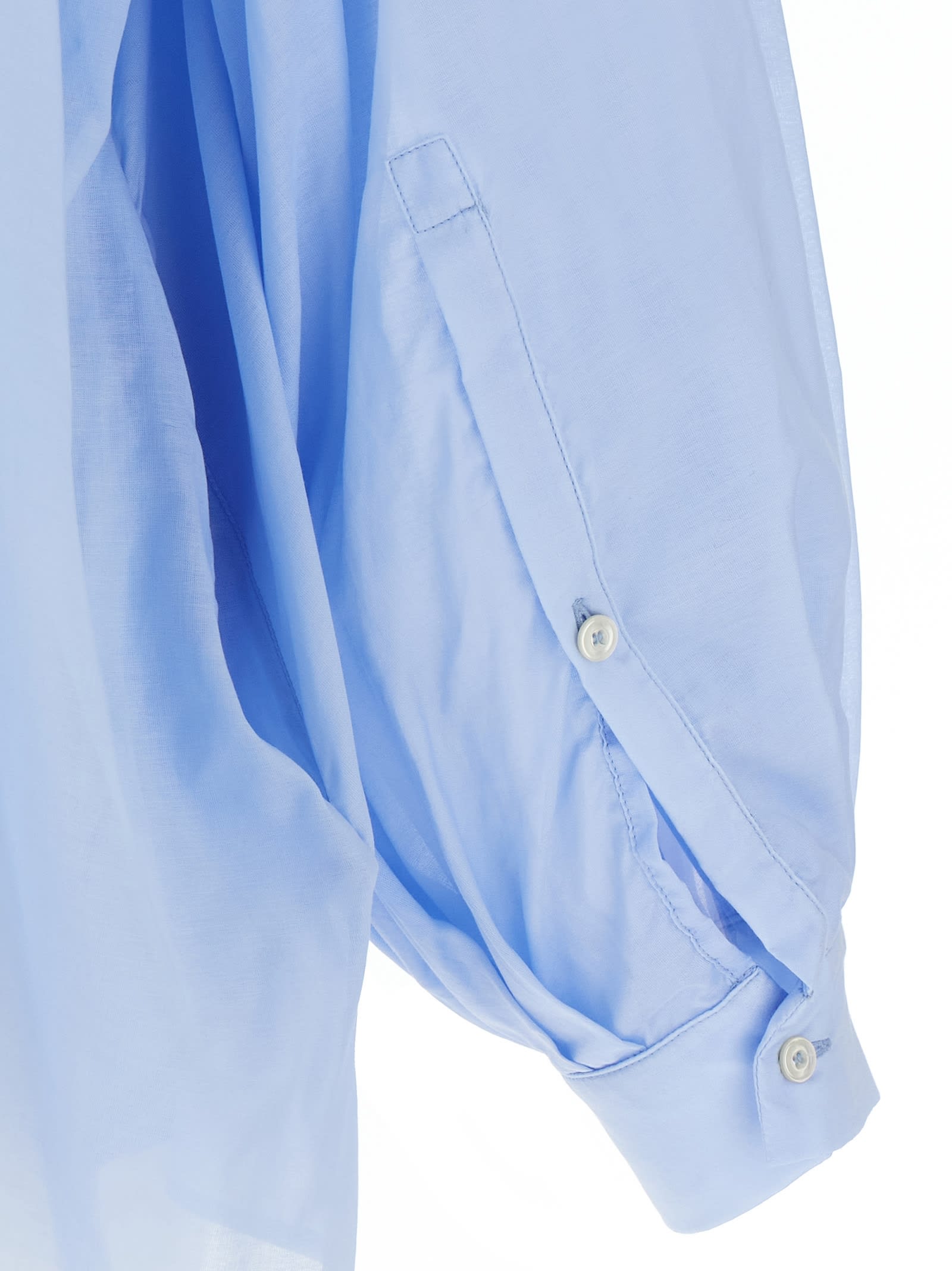 The Latest Wide Sky Blue Semi-transparent Shirt In Light Blue