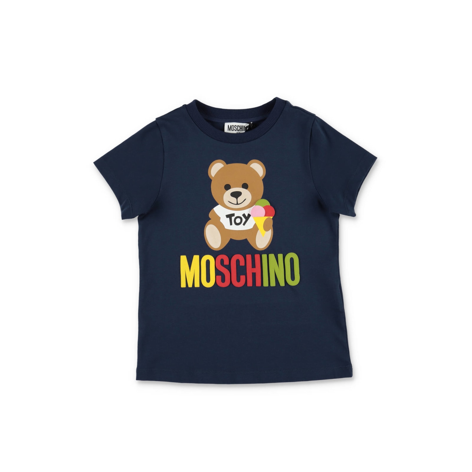 MOSCHINO MOSCHINO T-SHIRT TEDDY BEAR BLU IN JERSEY DI COTONE BAMBINO