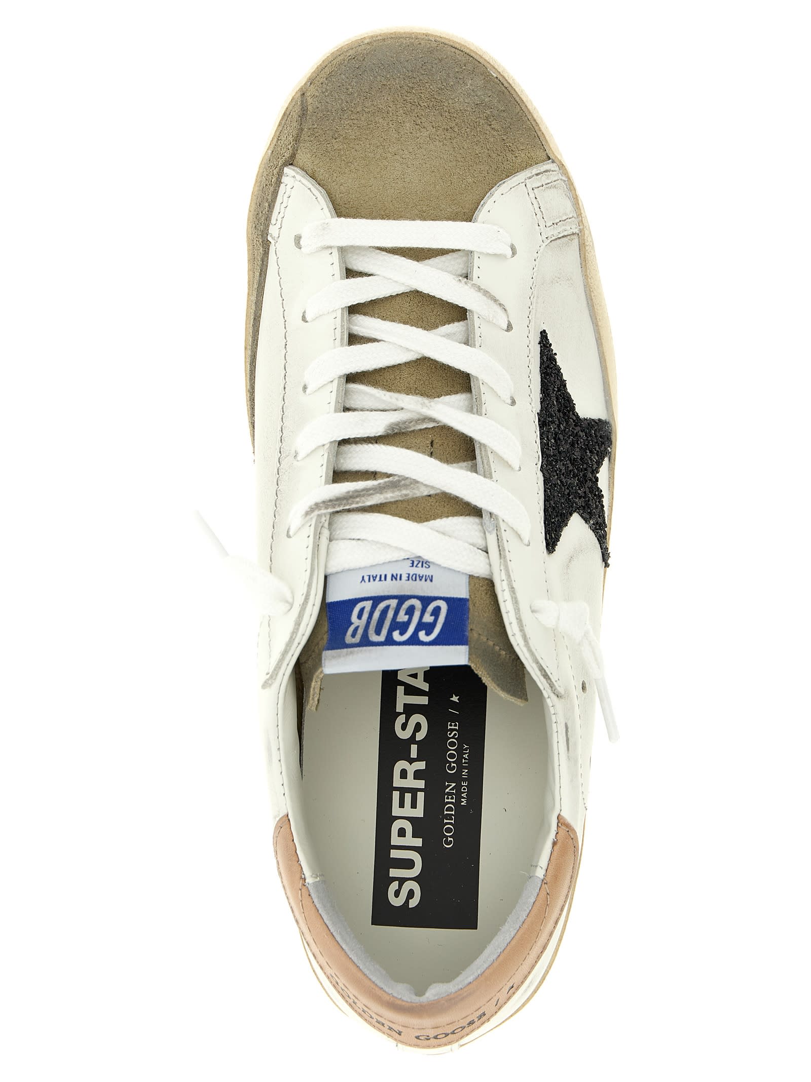 Golden Goose Superstar Leathere Upper Glitter Star Sneaker In White