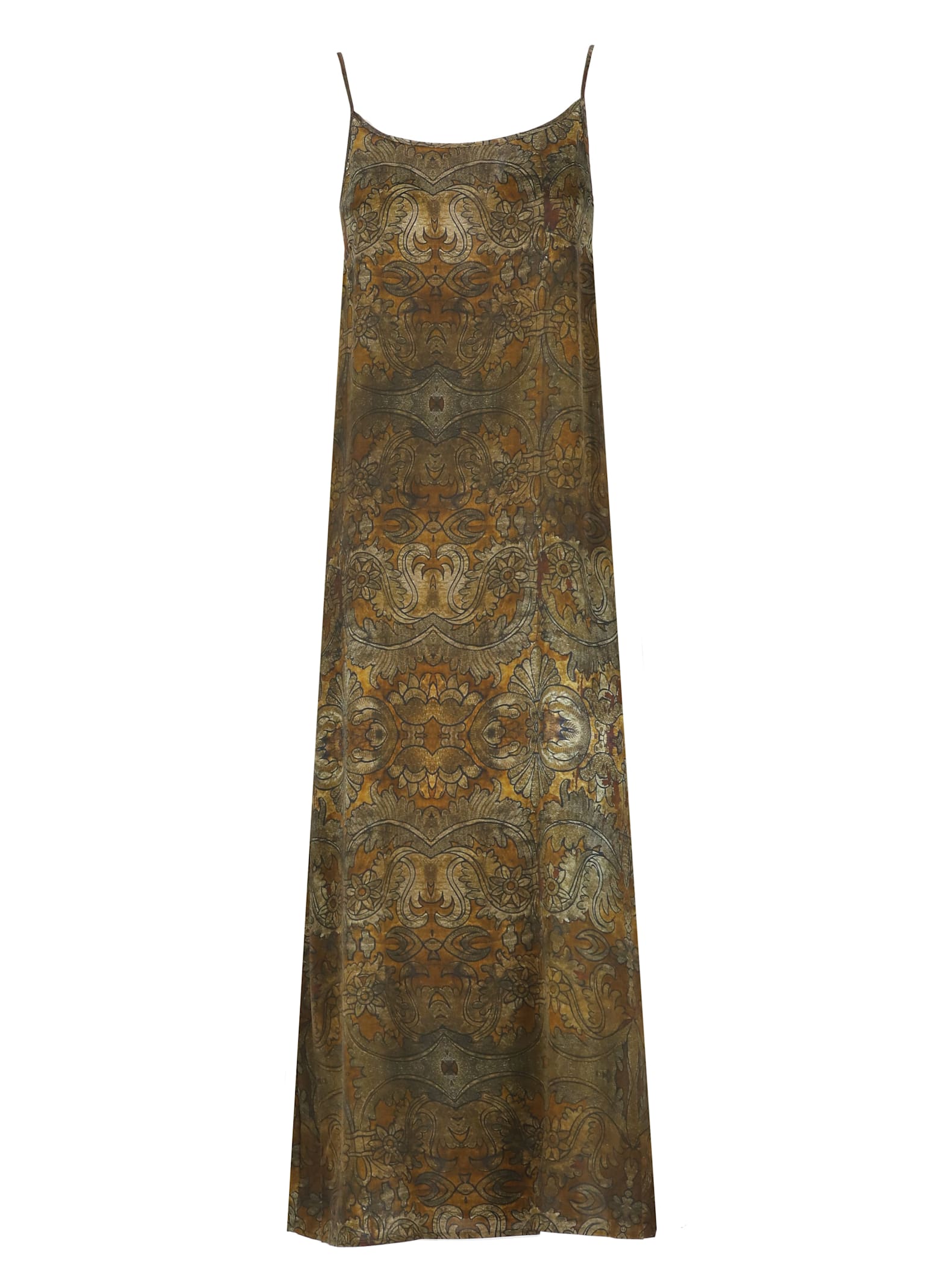 Shop Uma Wang Dress With Floral Pattern In Mustard/black