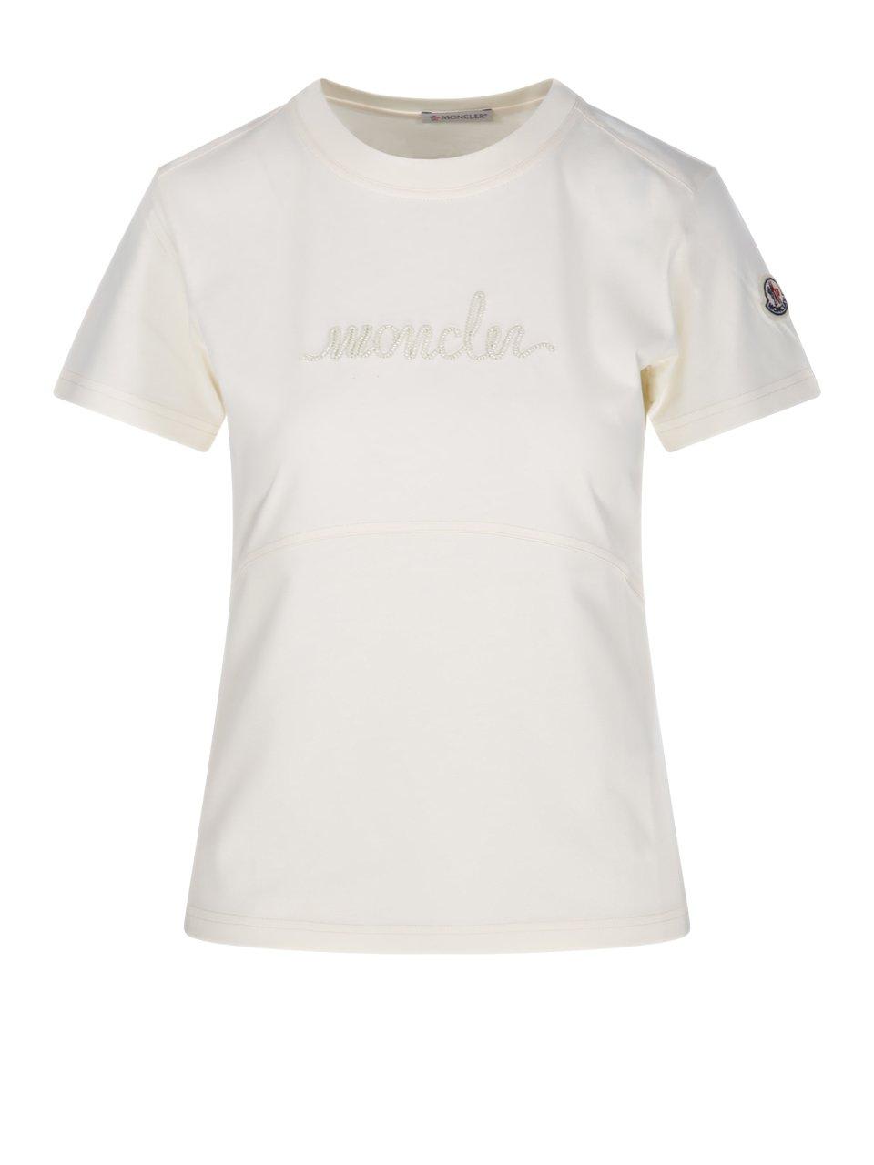 Moncler Logo Patch Crewneck T-shirt In White