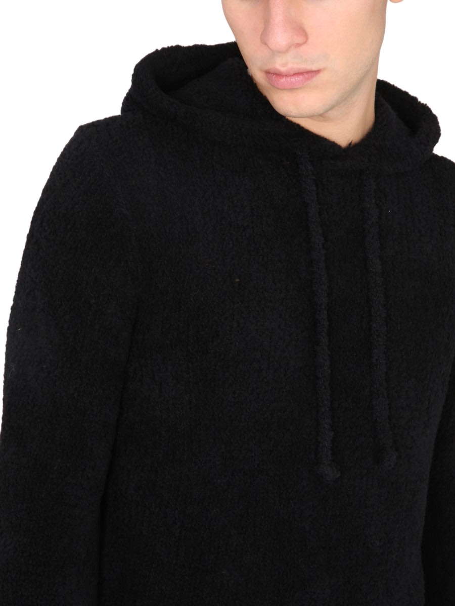 Ten C Sherpa Wool-blend Hoodie In Black