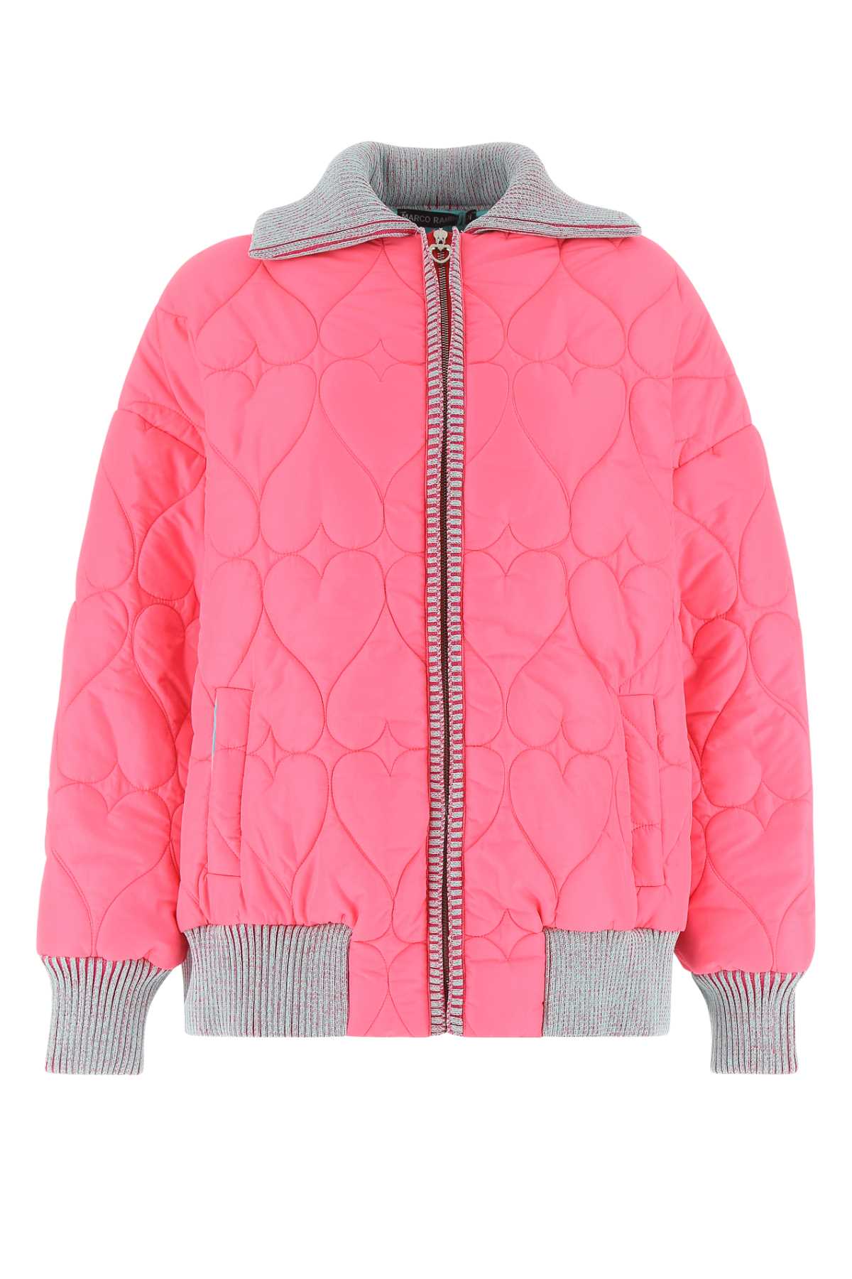 Fluo Pink Polyester Blend Padded Bomber