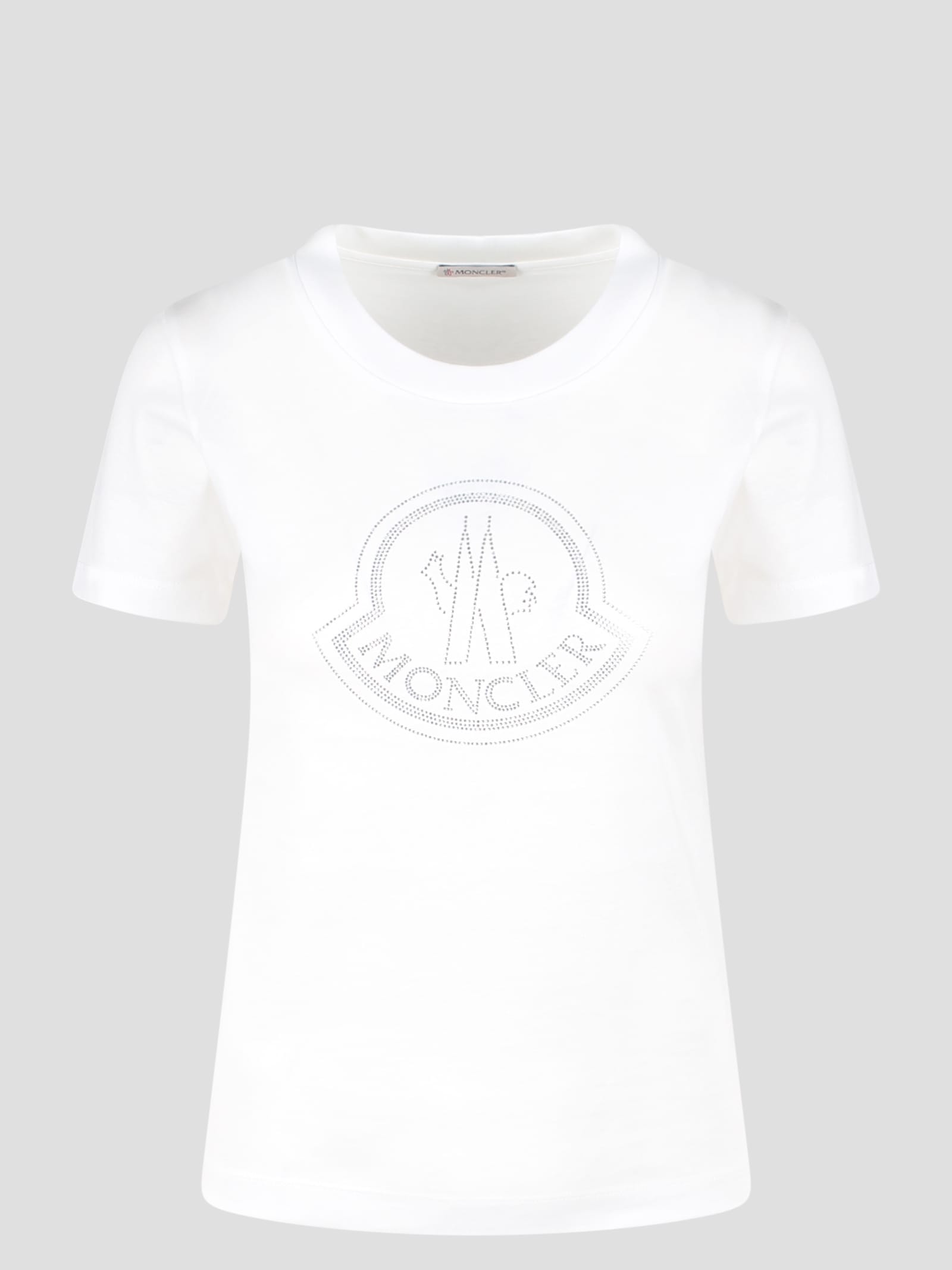 Shop Moncler Crystal Logo T-shirt In White