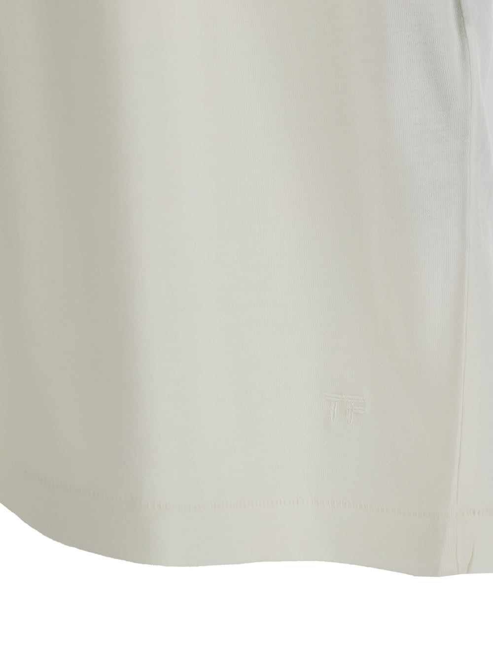 Shop Tom Ford White Crewneck T-shirt With Tf Embroidery In Lyocell And Cotton Blend Man