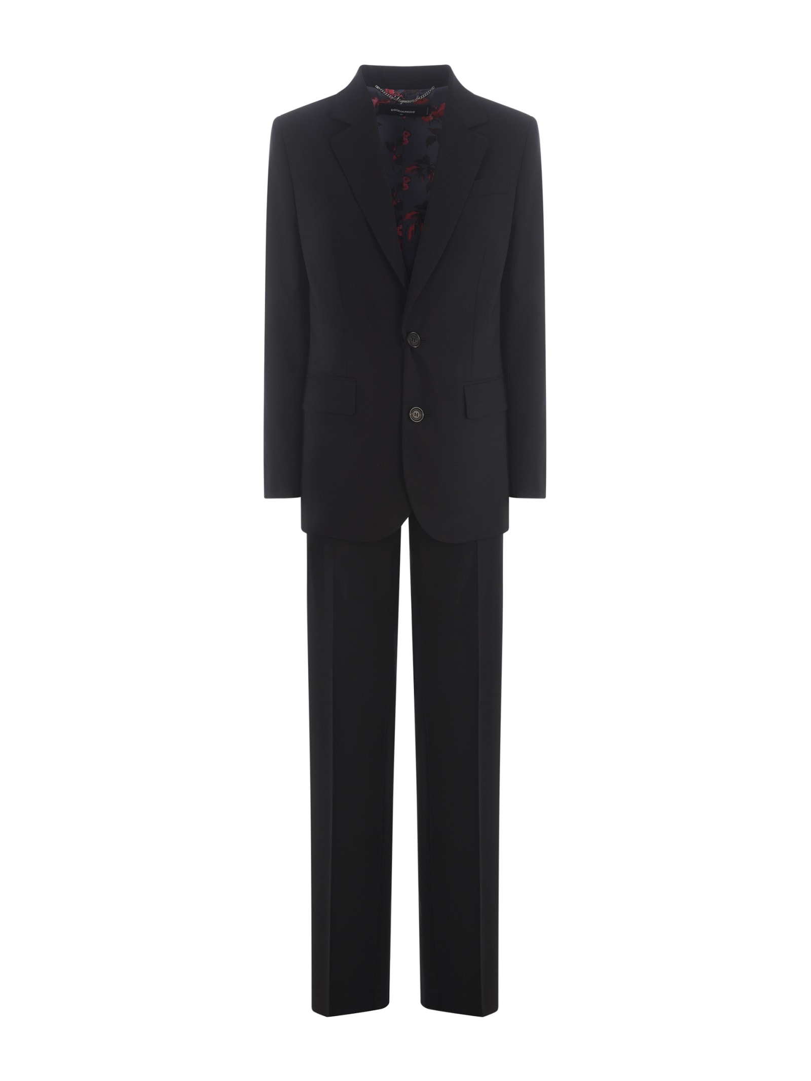 Shop Dsquared2 Suit  In Wool Canvas In Nero