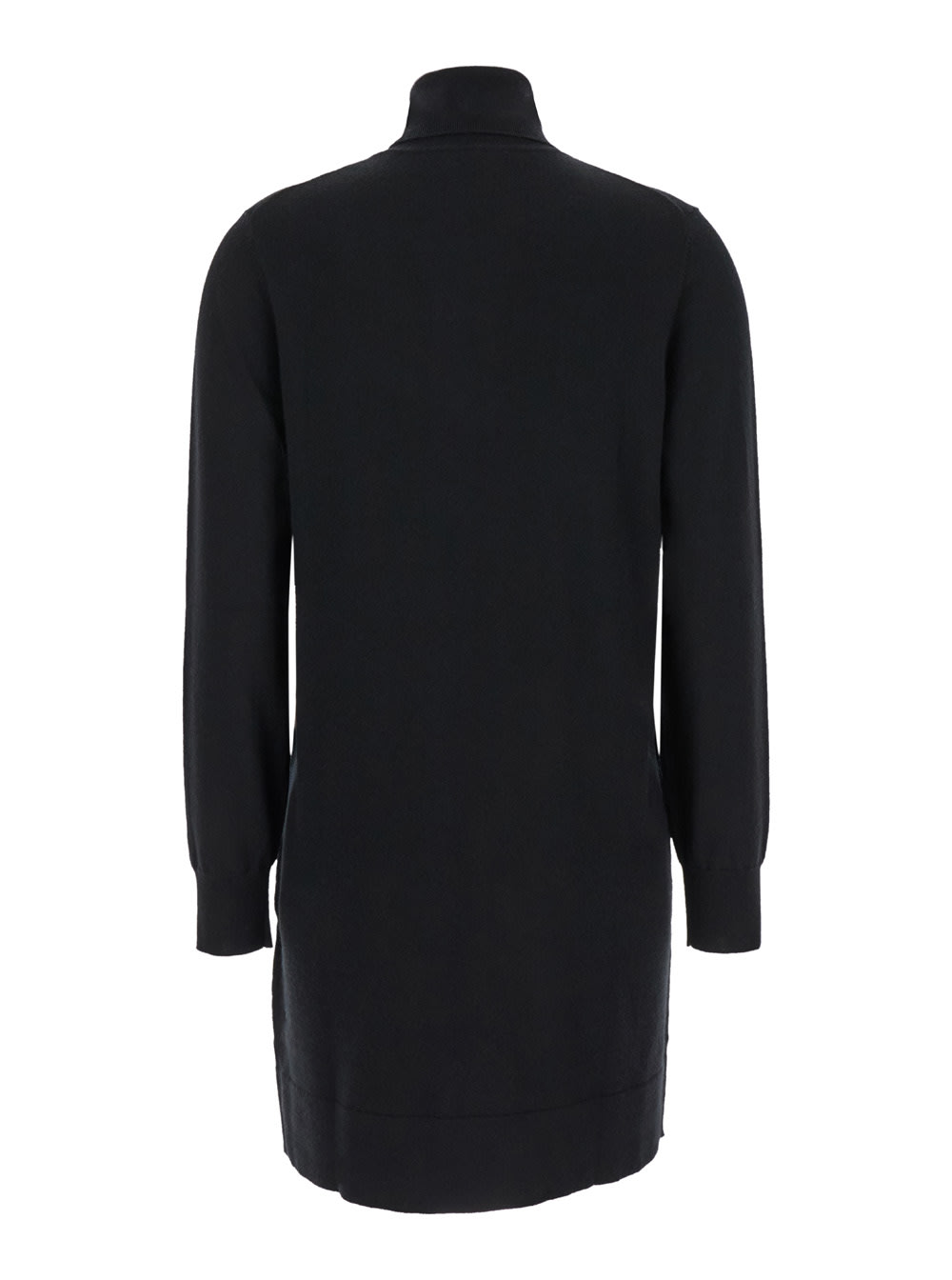 Shop P.a.r.o.s.h Black Turtleneck Short Dress In Fabric Woman