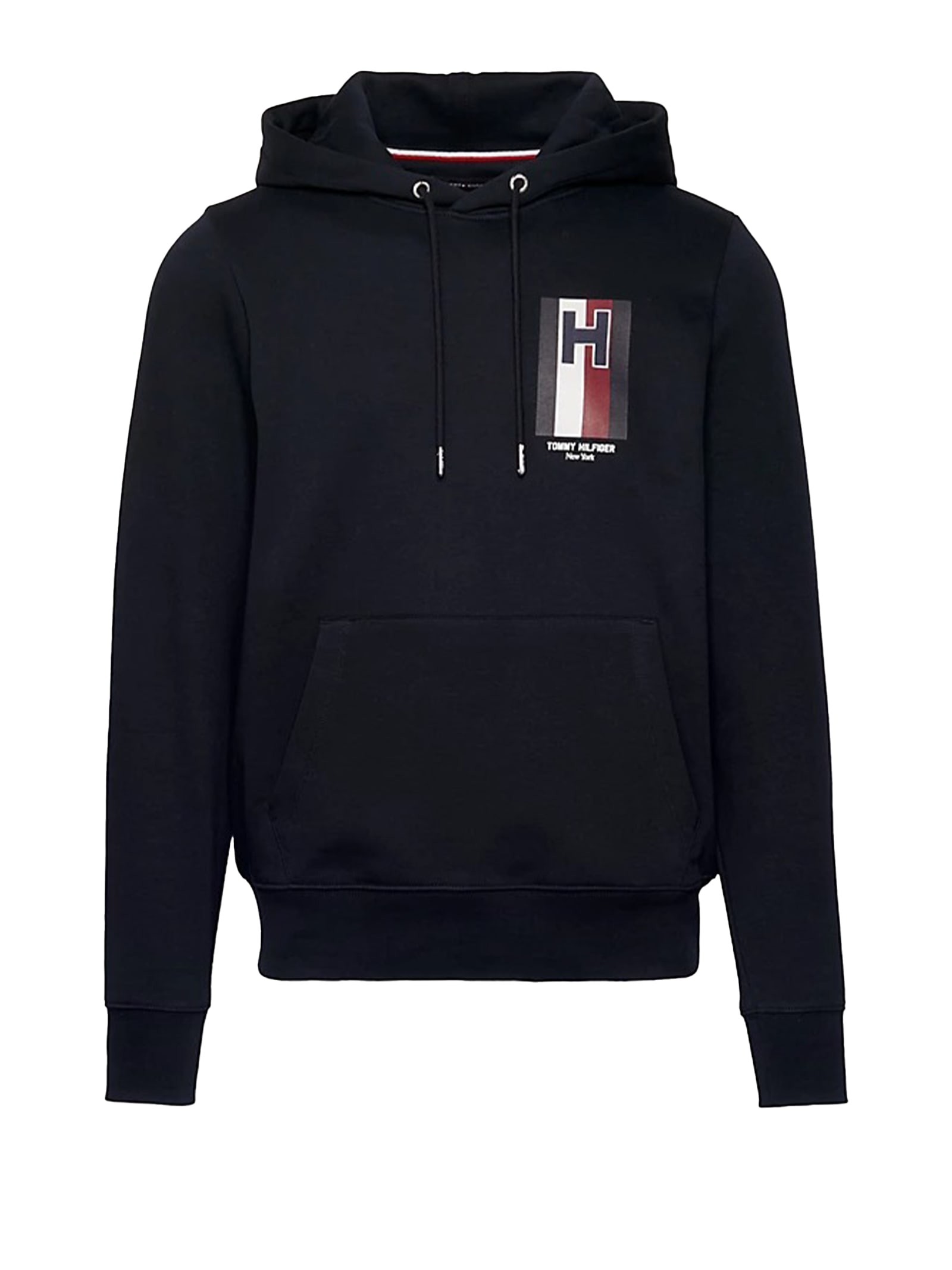 Shop Tommy Hilfiger Flex Hooded Sweatshirt With H Logo In Desert Sky