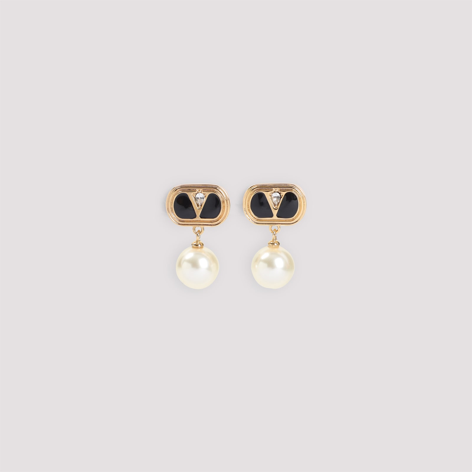 Valentino Garavani Oval Earrings With Swarovski Pearl In Gold
