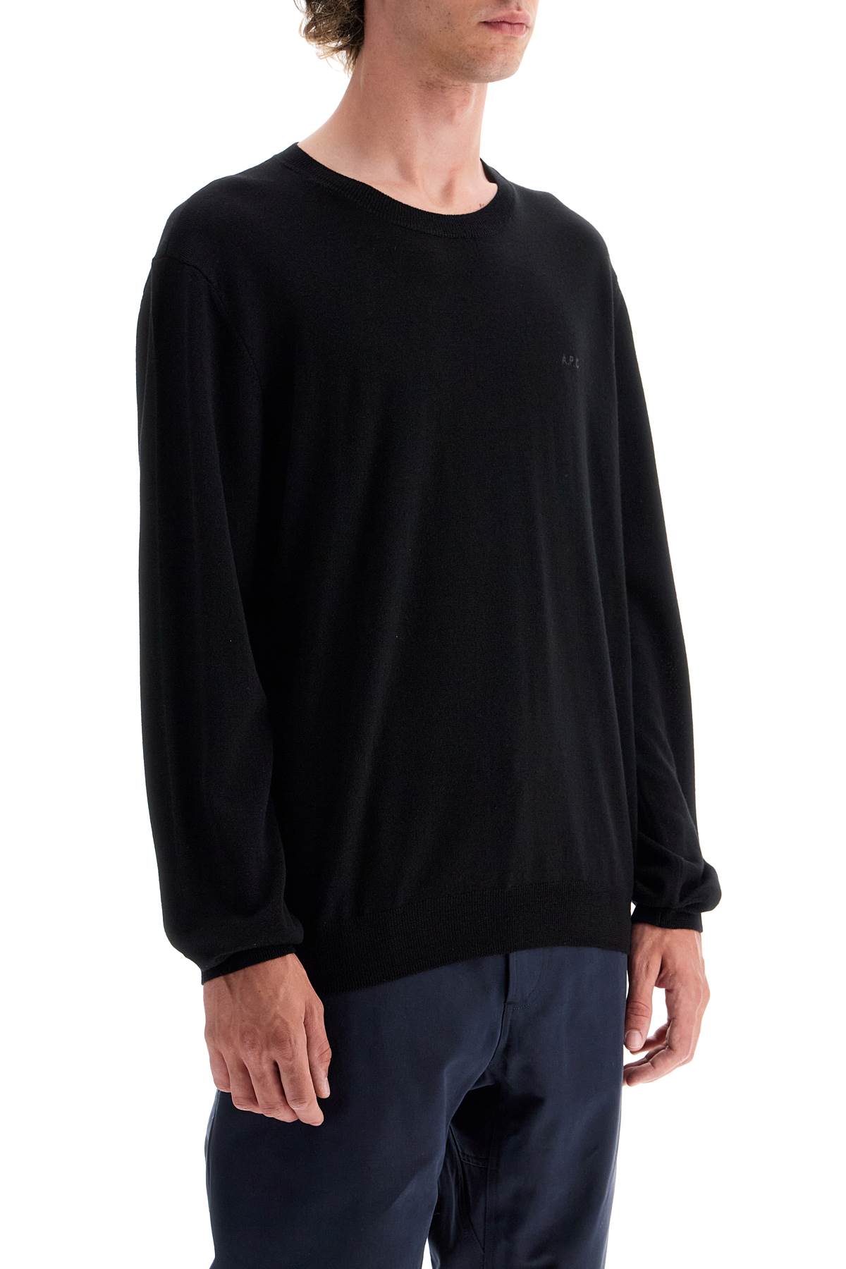 Shop Apc Wool Crewneck Pullover In Noir (black)