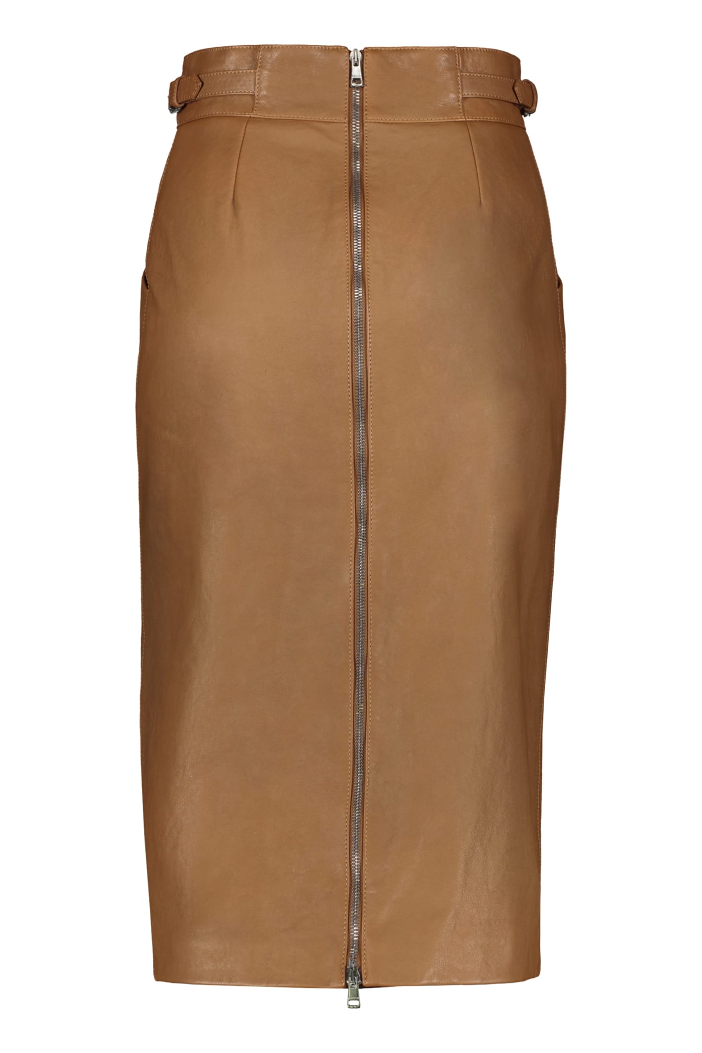 Shop Gucci Midi Skirt In Saddle Brown