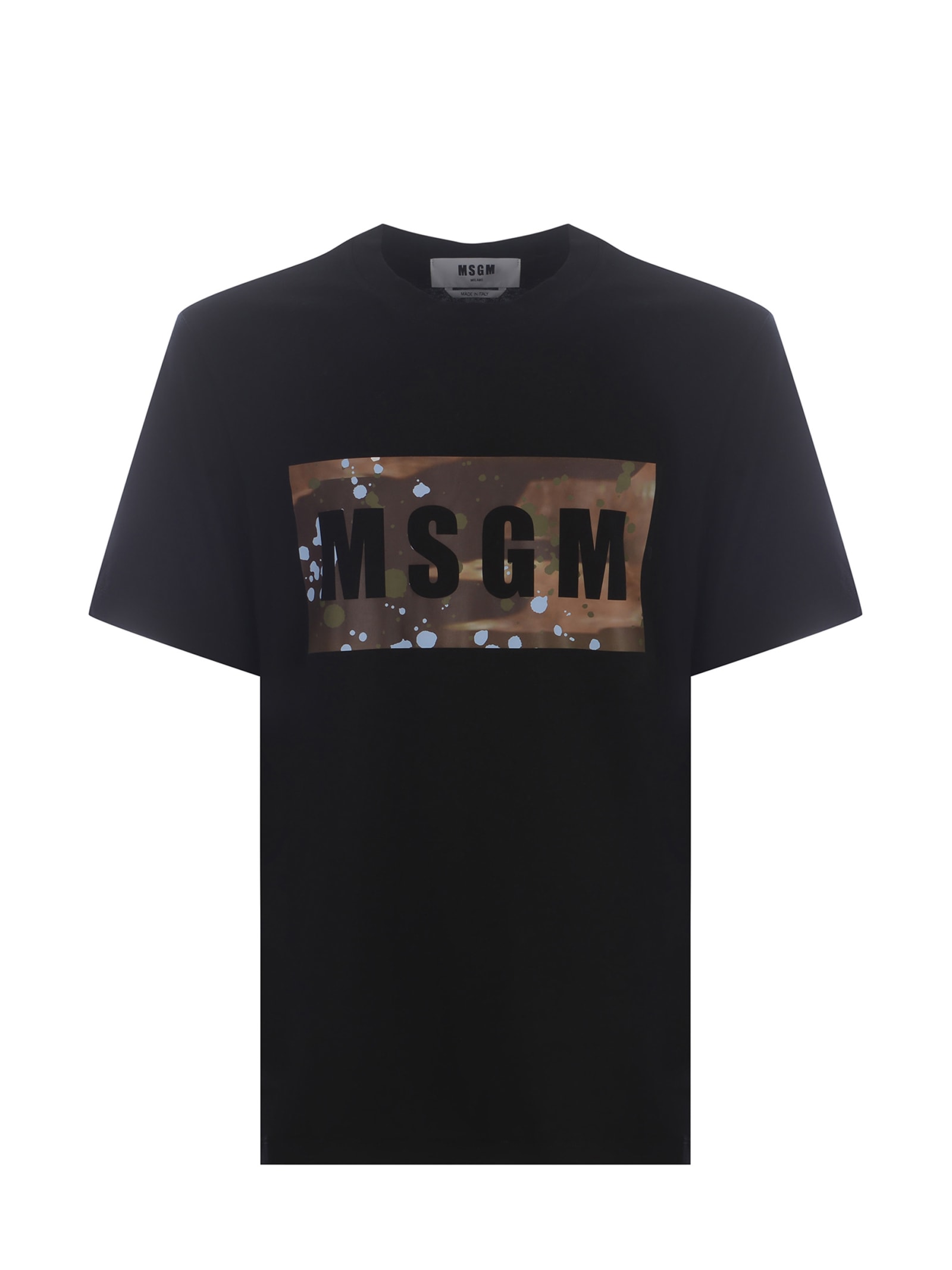 Shop Msgm T-shirt  Camo Made Of Cotton In Black