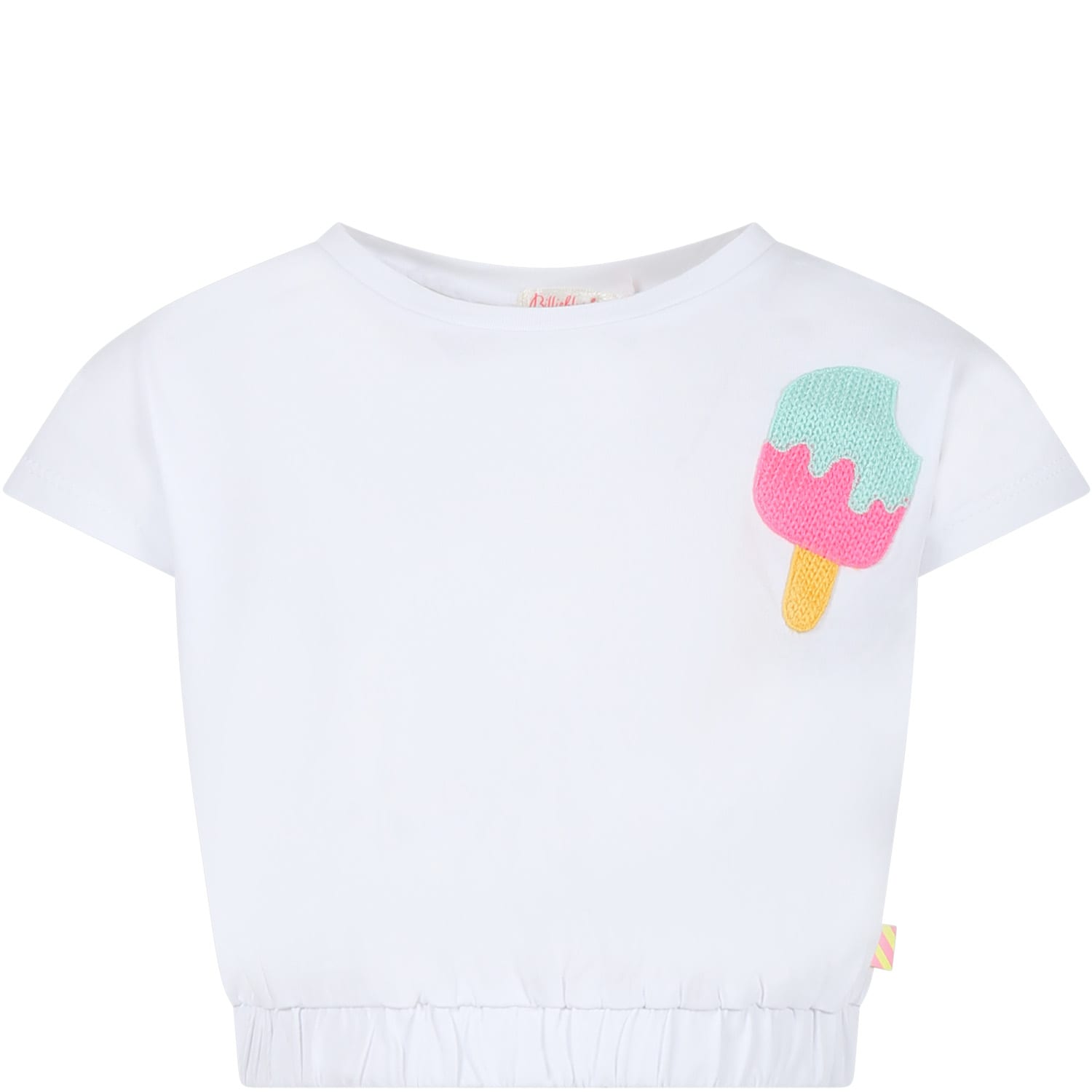 Billieblush Kids' White T-shirt For Girl With Ice Cream Print