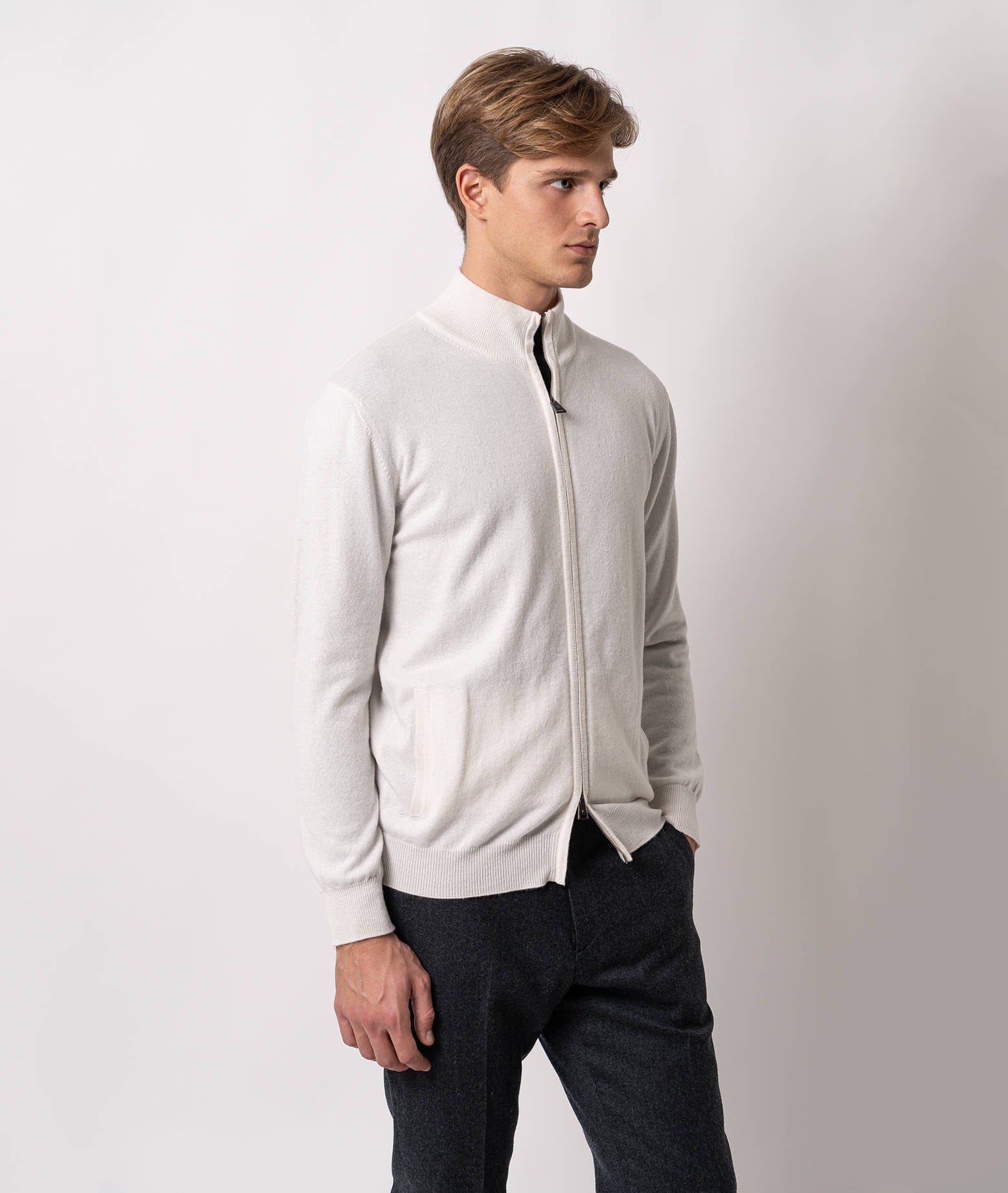 Larusmiani Cardigan Full Zip Warth Jacket In Gray