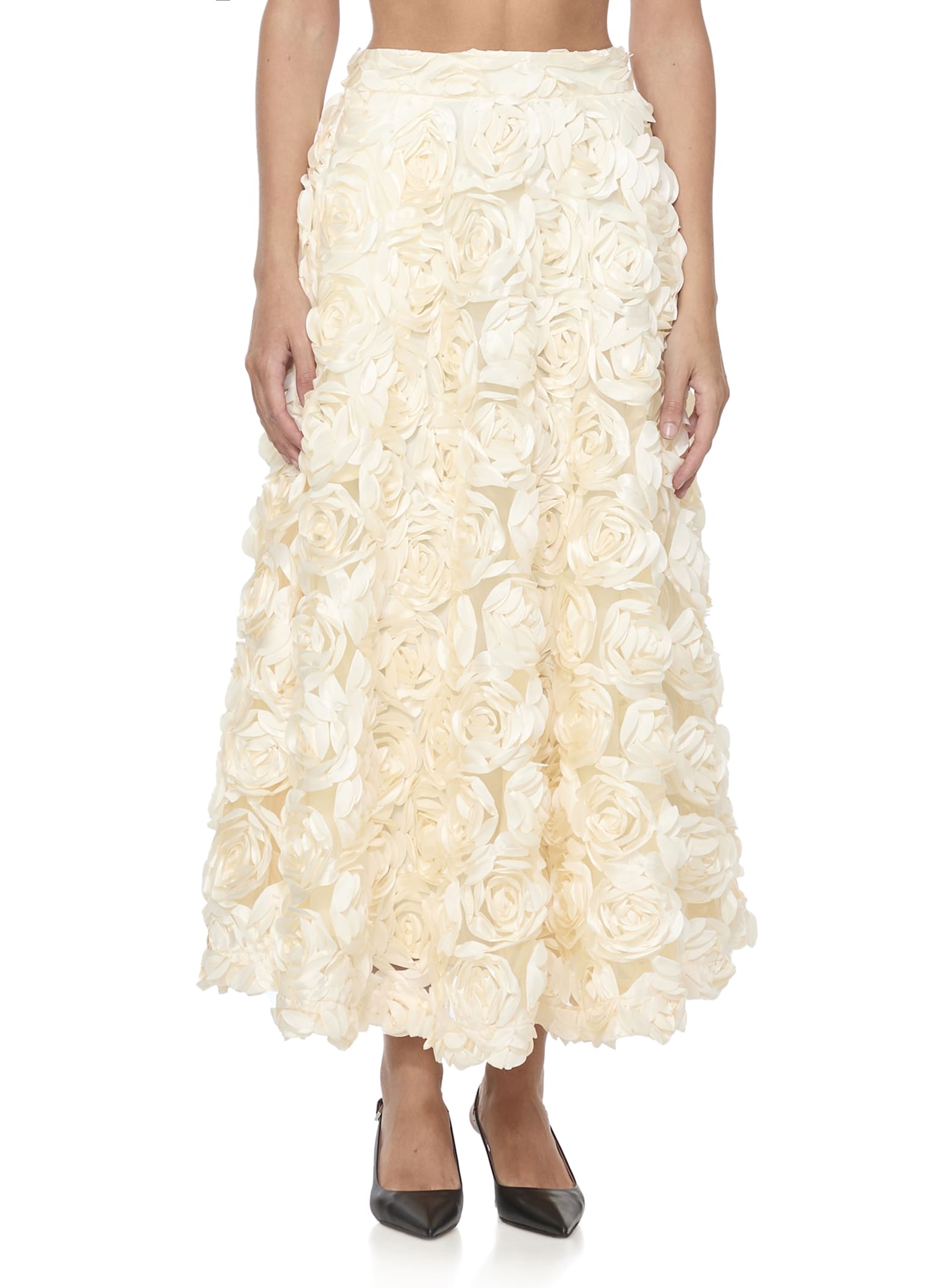 Rotate Birger Christensen Skirt With Roses In Yellow