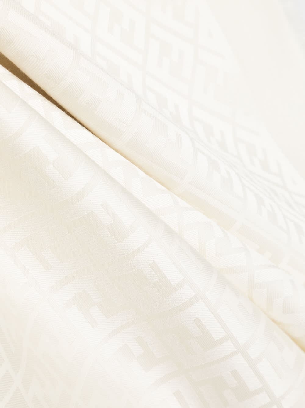 Fendi Ff Silk And Wool Scarf In White