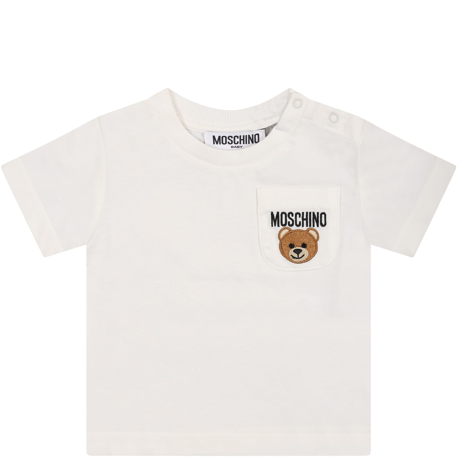 Moschino Kids' White T-shirt For Babies With Teddy Bear