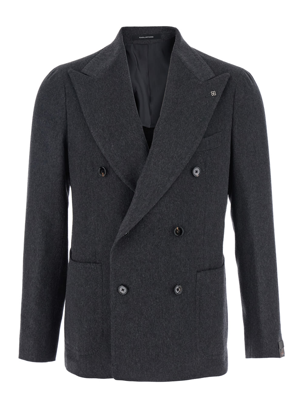 Tagliatore Grey Herringbone Double-breasted Blazer In Gray