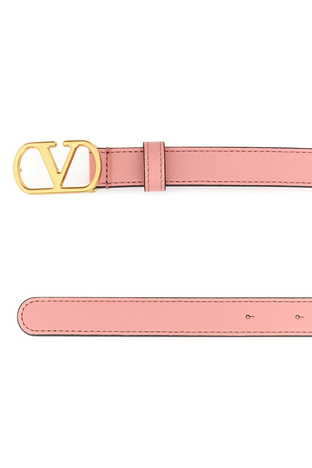 Valentino Pink Leather Vlogo Belt In Pink