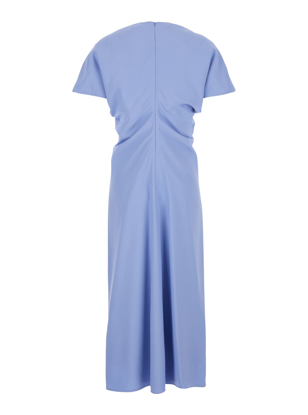 Shop Federica Tosi Blue Long Dress With Wide V-neck On The Front In Fabric Woman
