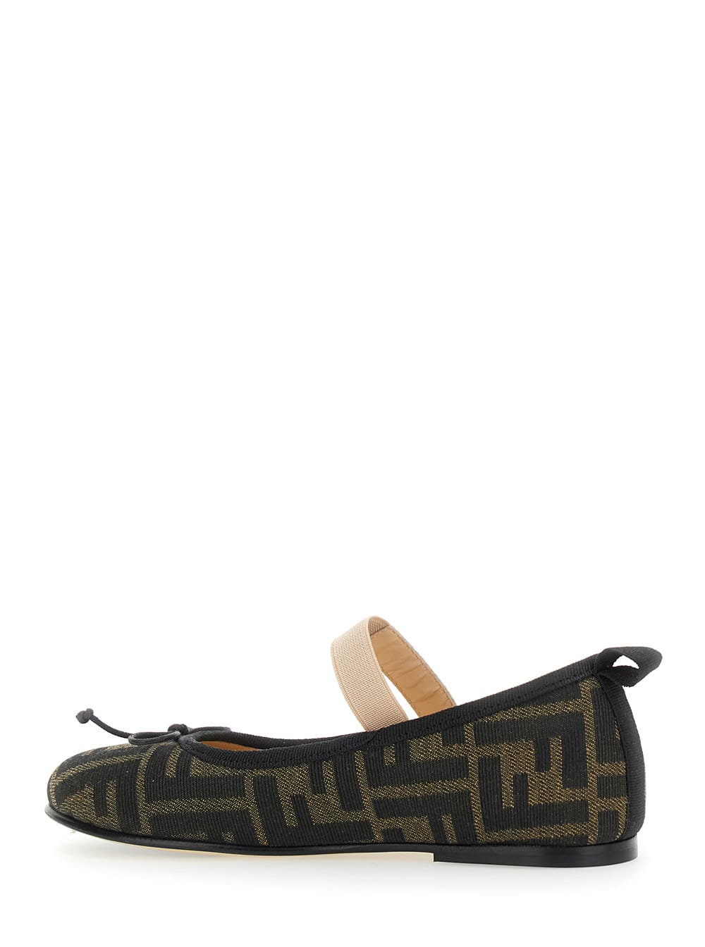 Fendi Ballet Flats For Girl With All-over Ff Logo In Brown
