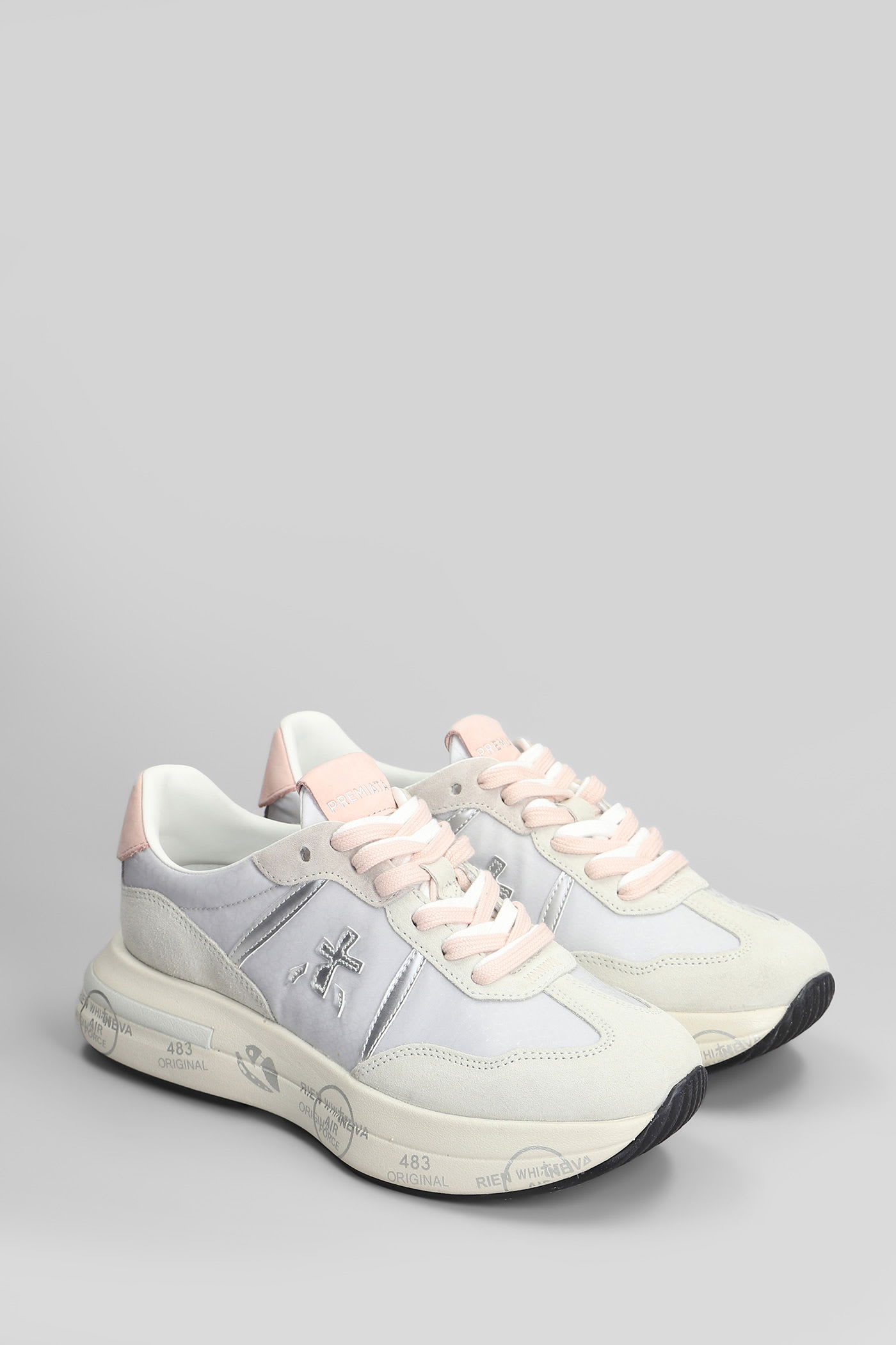 Premiata Cassie Sneakers In Grey Suede And Fabric In Gray