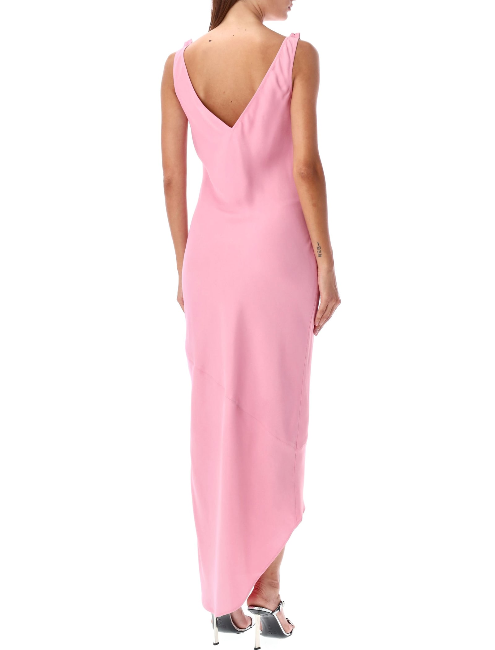 Shop Jw Anderson V-neck Long Dress In Bubble Gum