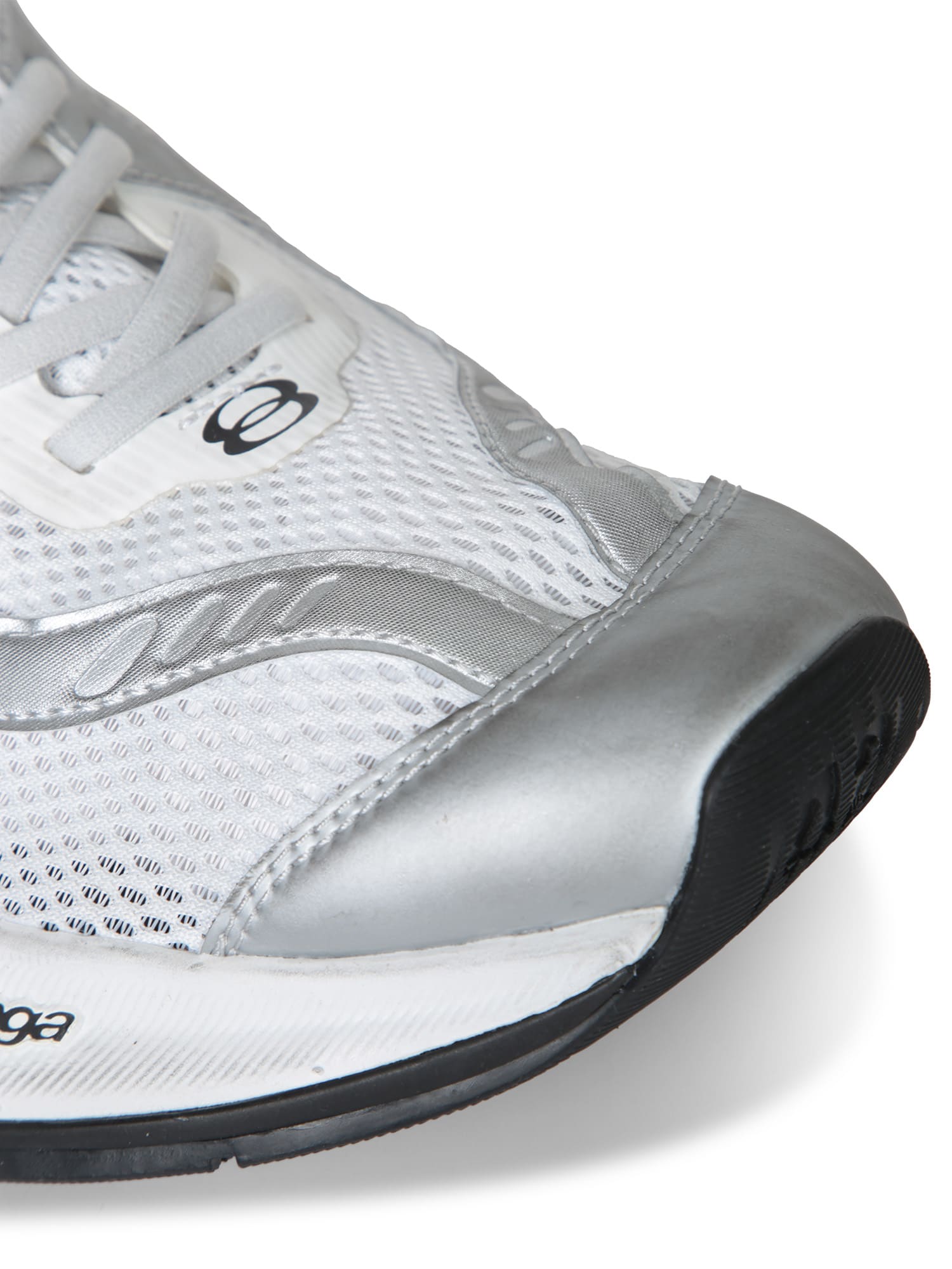 Balenciaga 'circuit' Grey Sneakers With Logo On The Sole And Back In Tech Fabric Blend Man In Silver