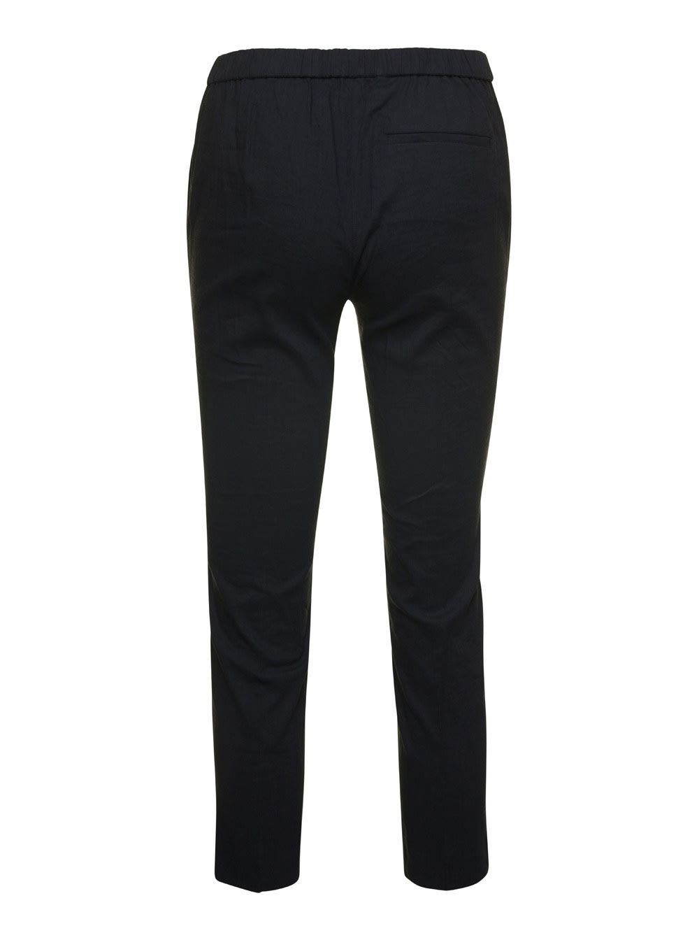 Shop Theory Black Pull On Trousers In Linen Stretch Woman In Blue