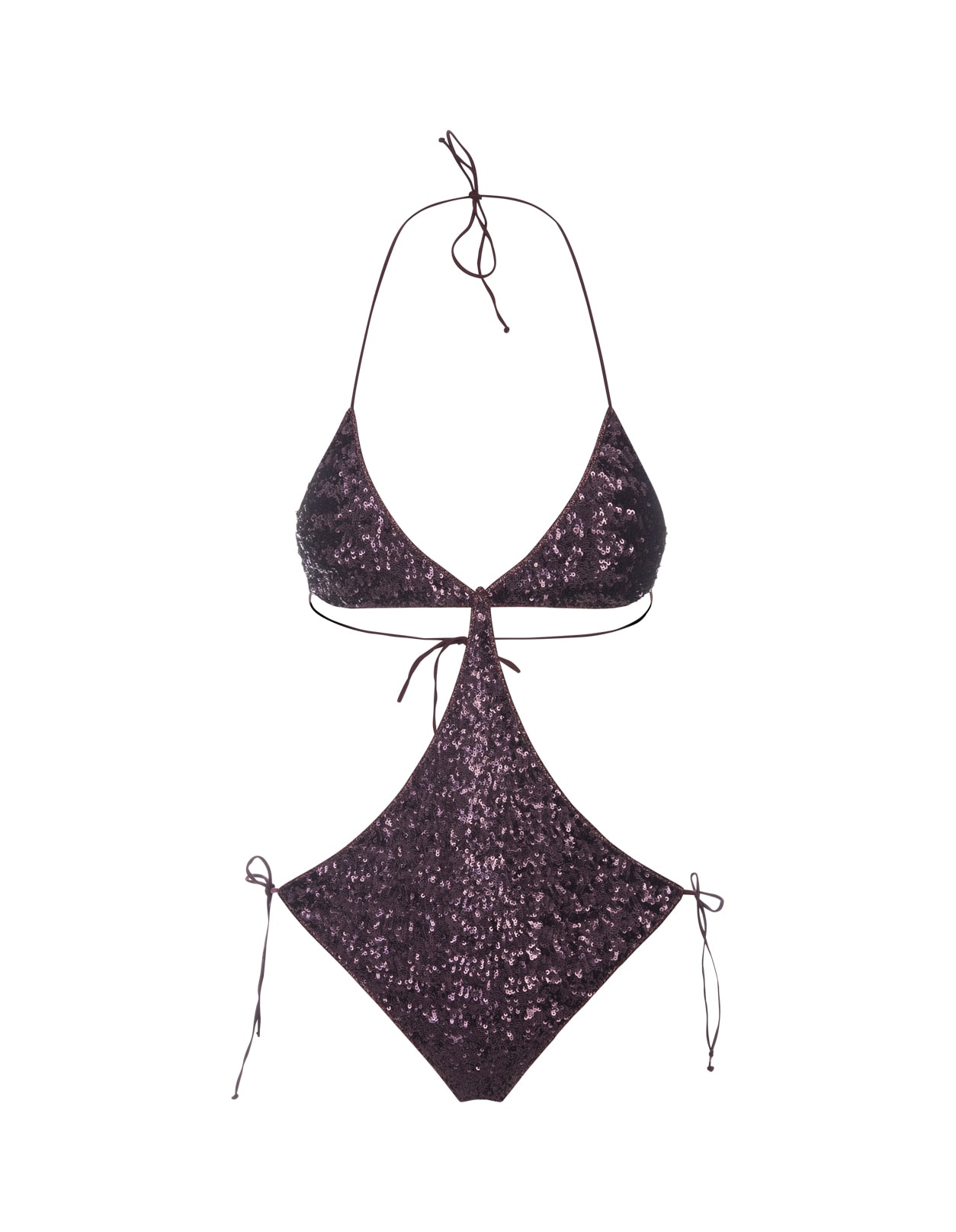 Purple Sequins One-piece Swimsuit