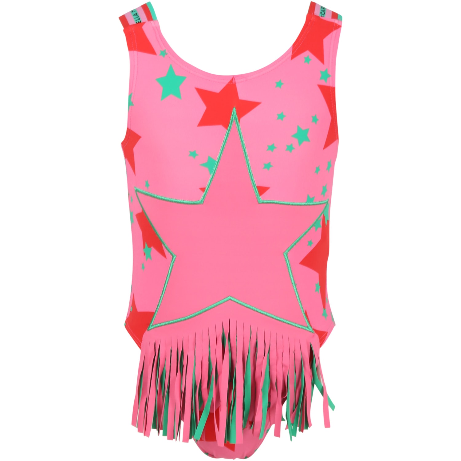 Stella McCartney Kids Fuchsia Swimsuit For Baby Girl With Stars