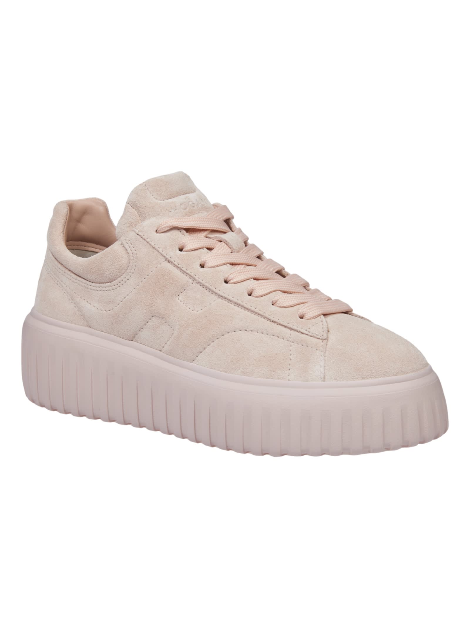 Shop Hogan H-stripe Sneakers In Pink