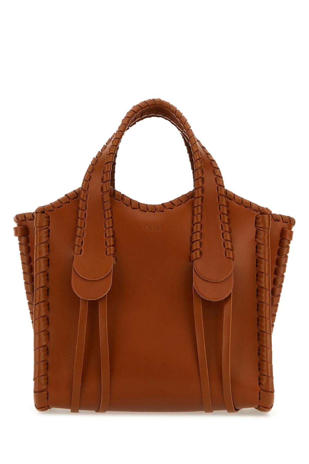 Chloé Brown Leather Small Mony Handbag In Marrone