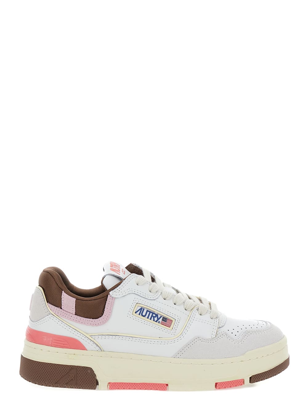 Shop Autry Multicolor Low Top Sneakers With Logo Patch In Leather Woman In White