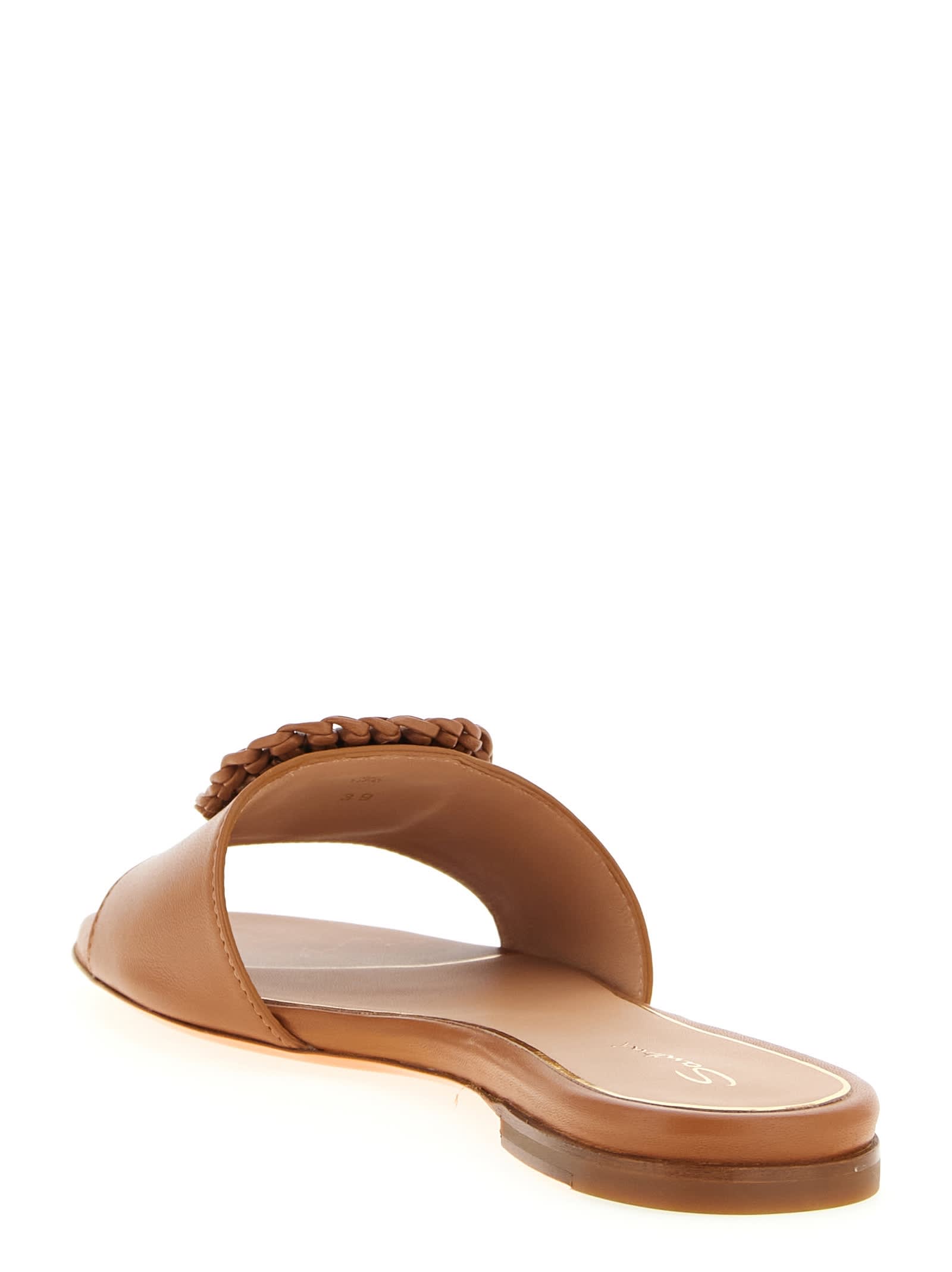 Santoni Corolle Woven Sandals In Brown